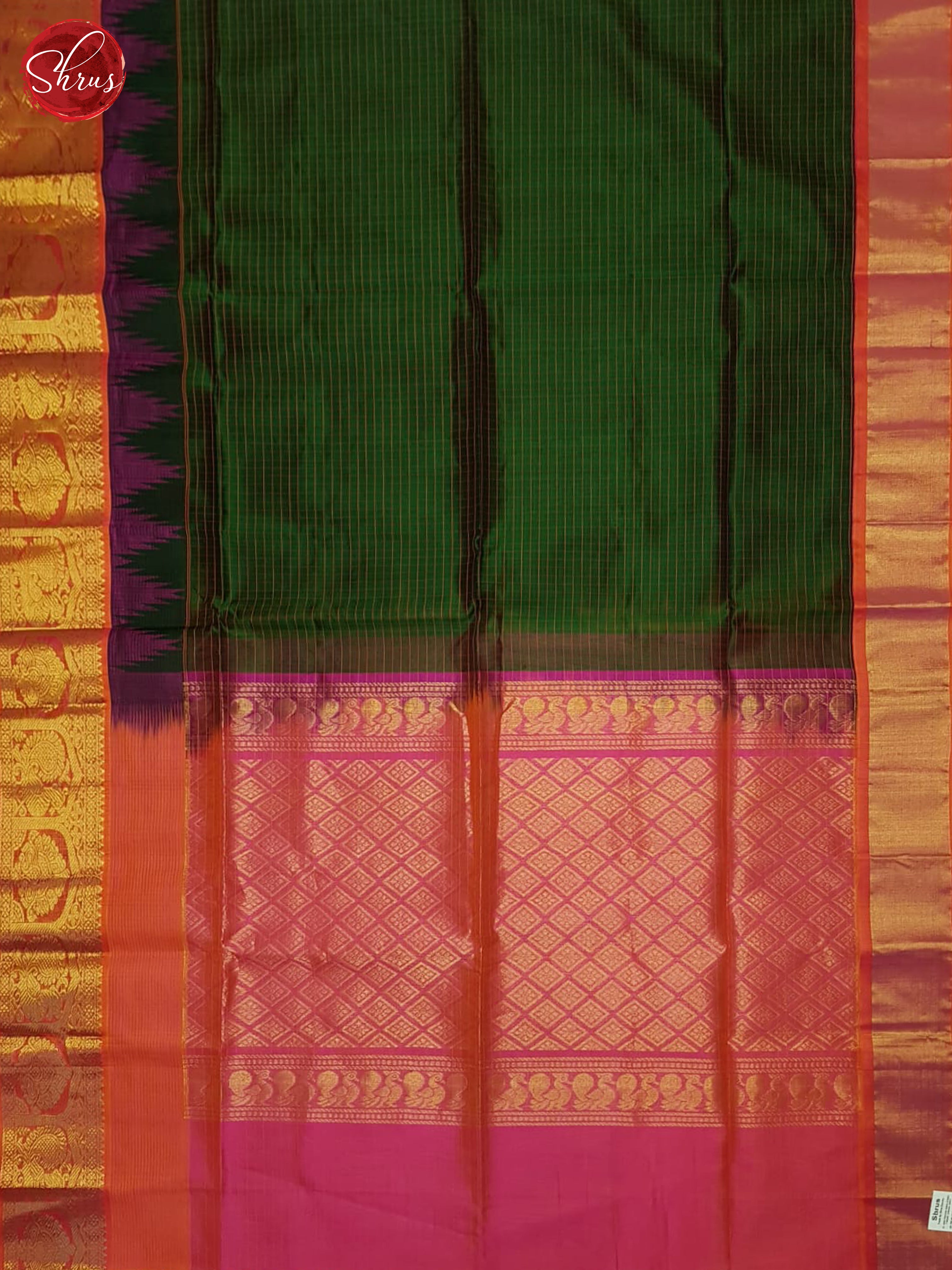 Green And Pink-Silk cotton saree - Shop on ShrusEternity.com