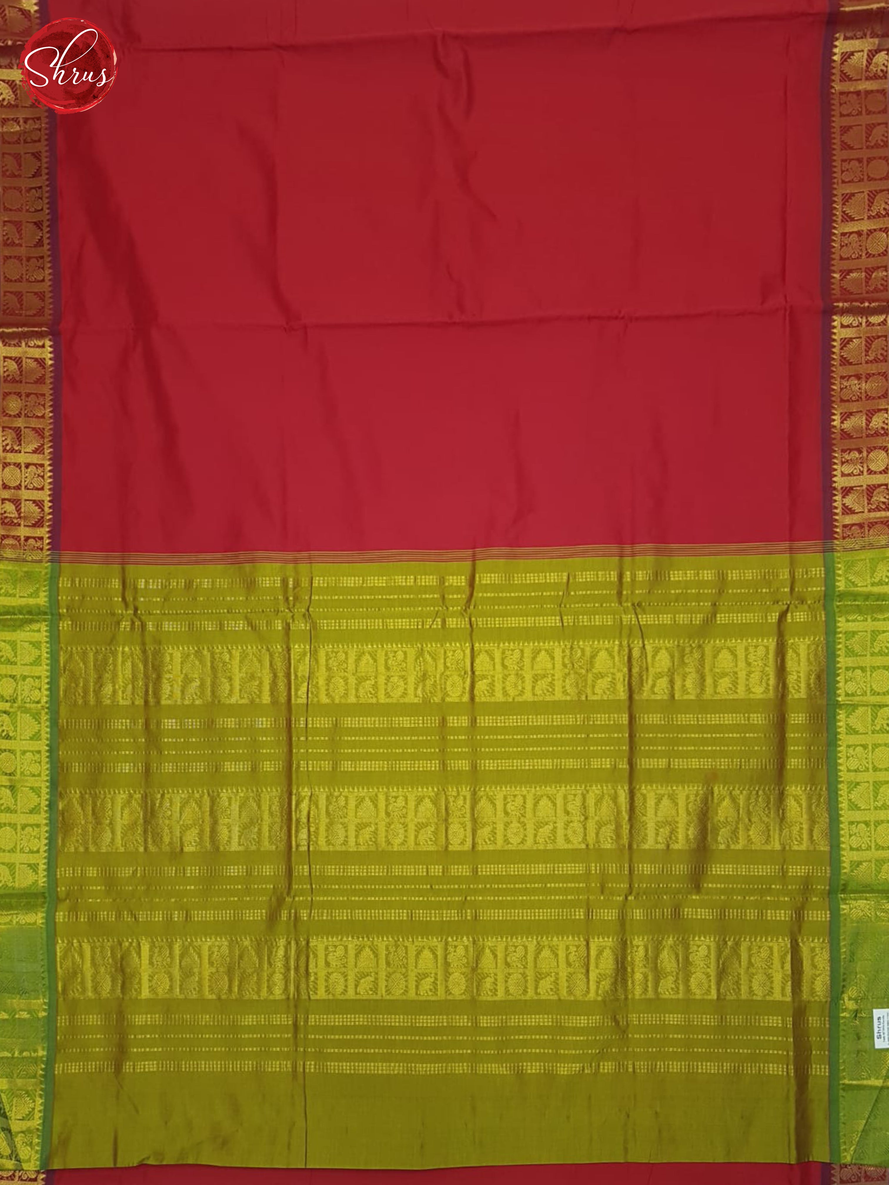 Red And Green- Kanchipuram Madisar  Silk  Saree(9 Yards) - Shop on ShrusEternity.com
