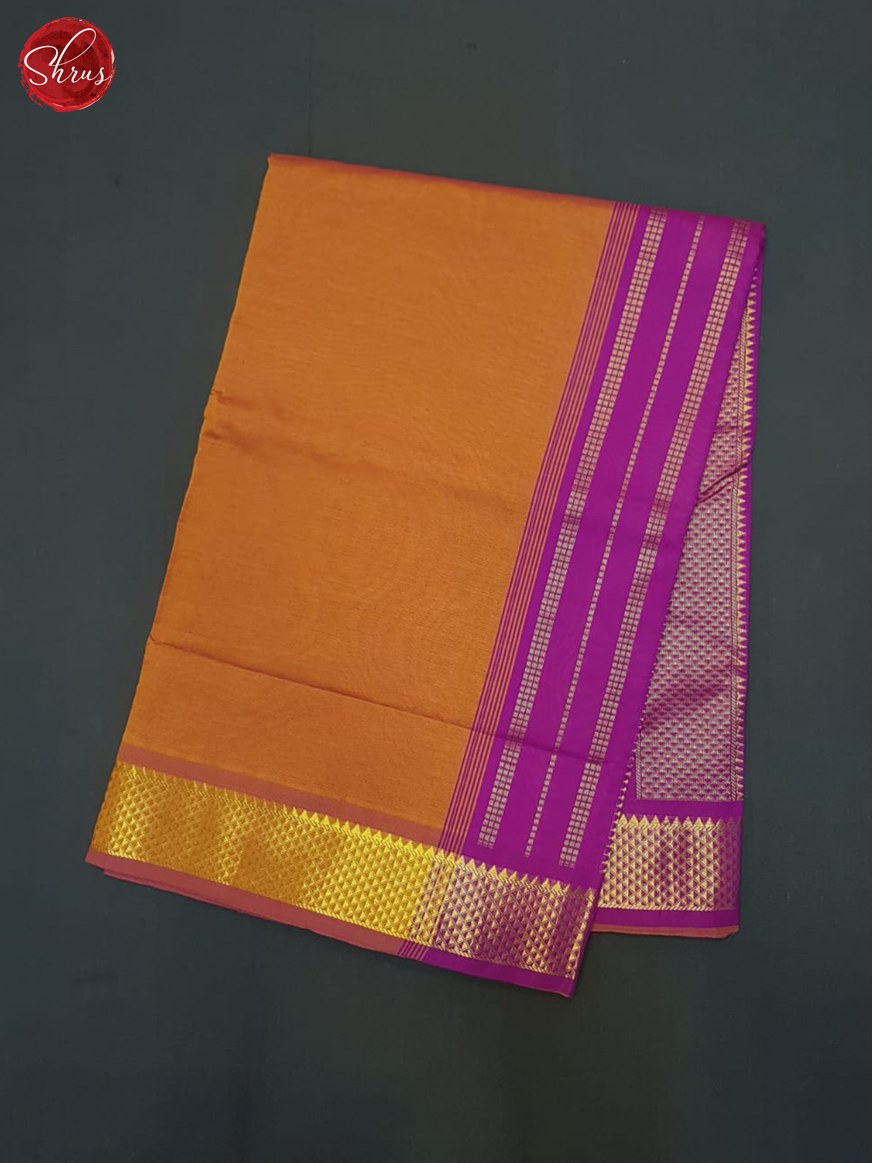 Orange And Purple- Kanchipuram Madisar Silk Saree(9 Yards) - Shop on ShrusEternity.com