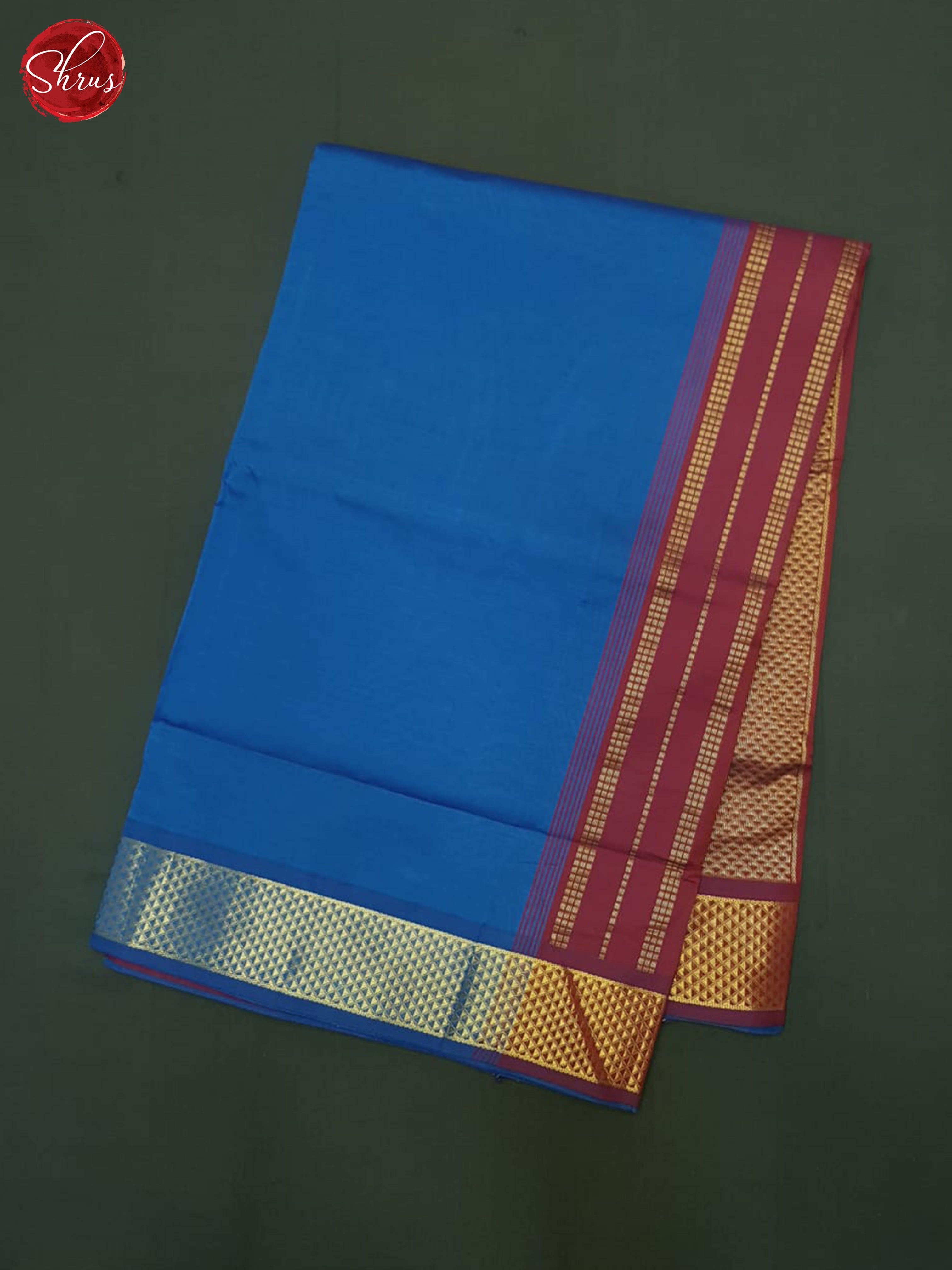 Blue And Maroon- Kanchipuram (9 Yards) Silk Saree - Shop on ShrusEternity.com