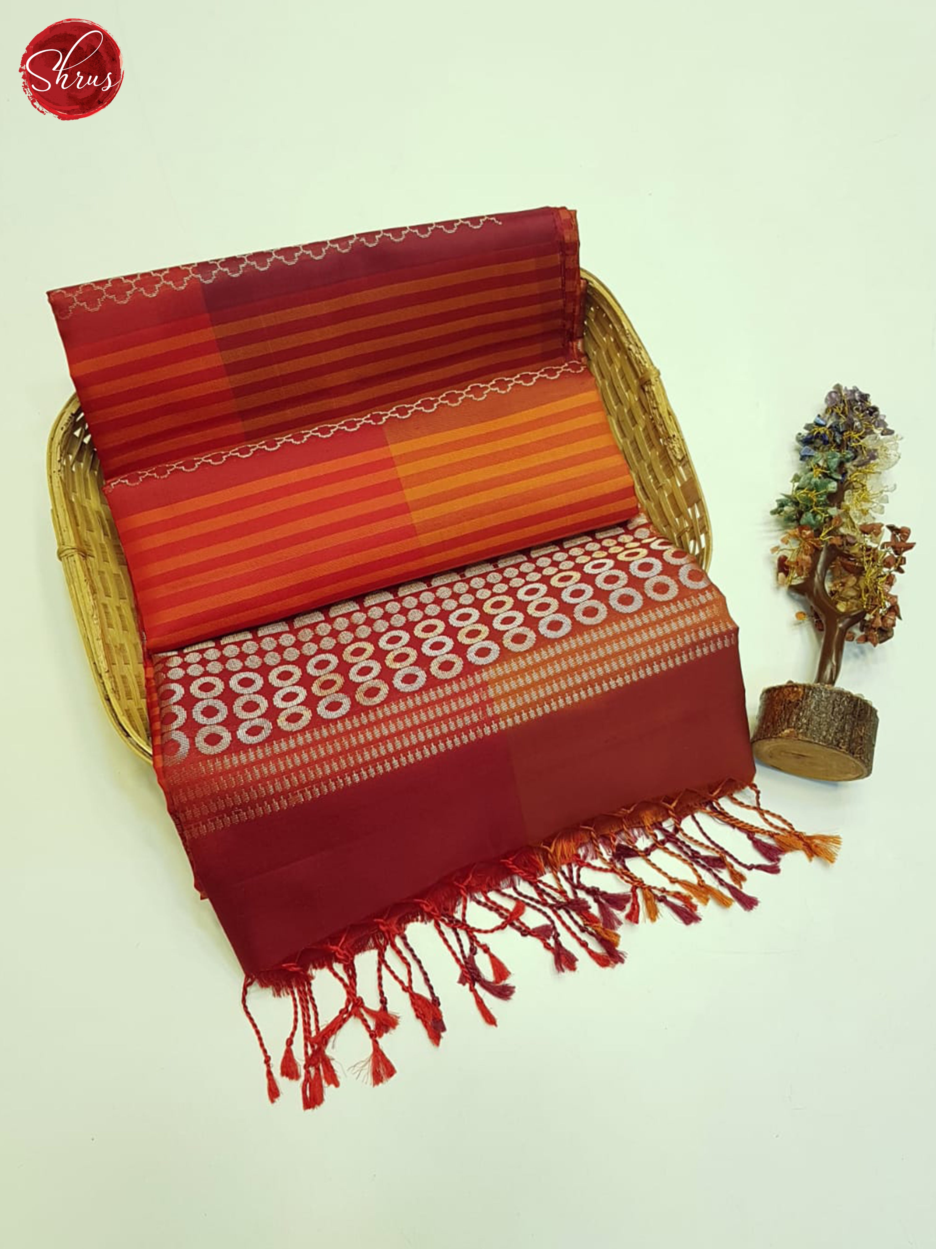 Red And Maroon-Soft Silk Saree - Shop on ShrusEternity.com