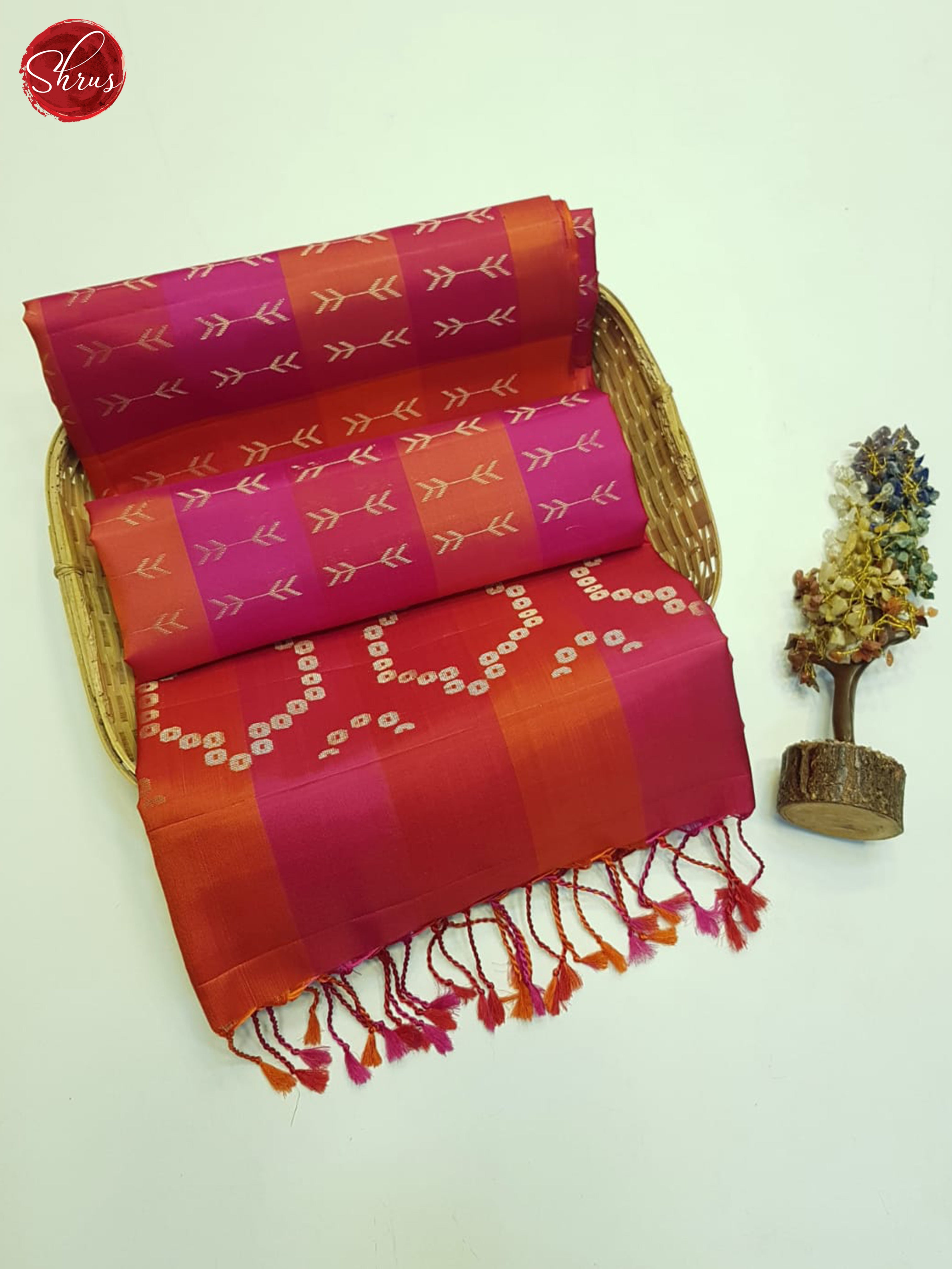 Red And Pink- Soft Silk Saree - Shop on ShrusEternity.com