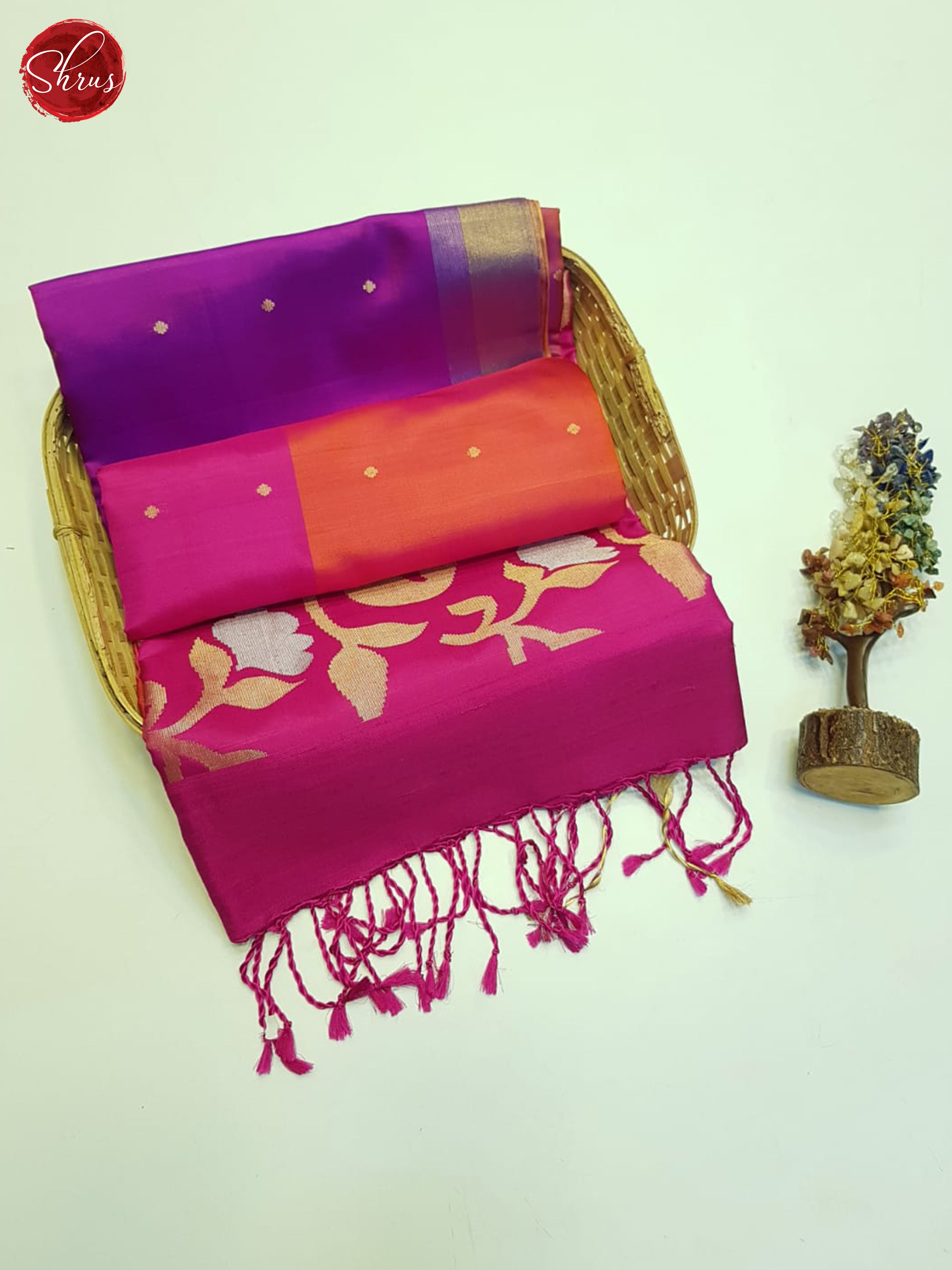 Purple And Pink- Soft Silk Saree - Shop on ShrusEternity.com