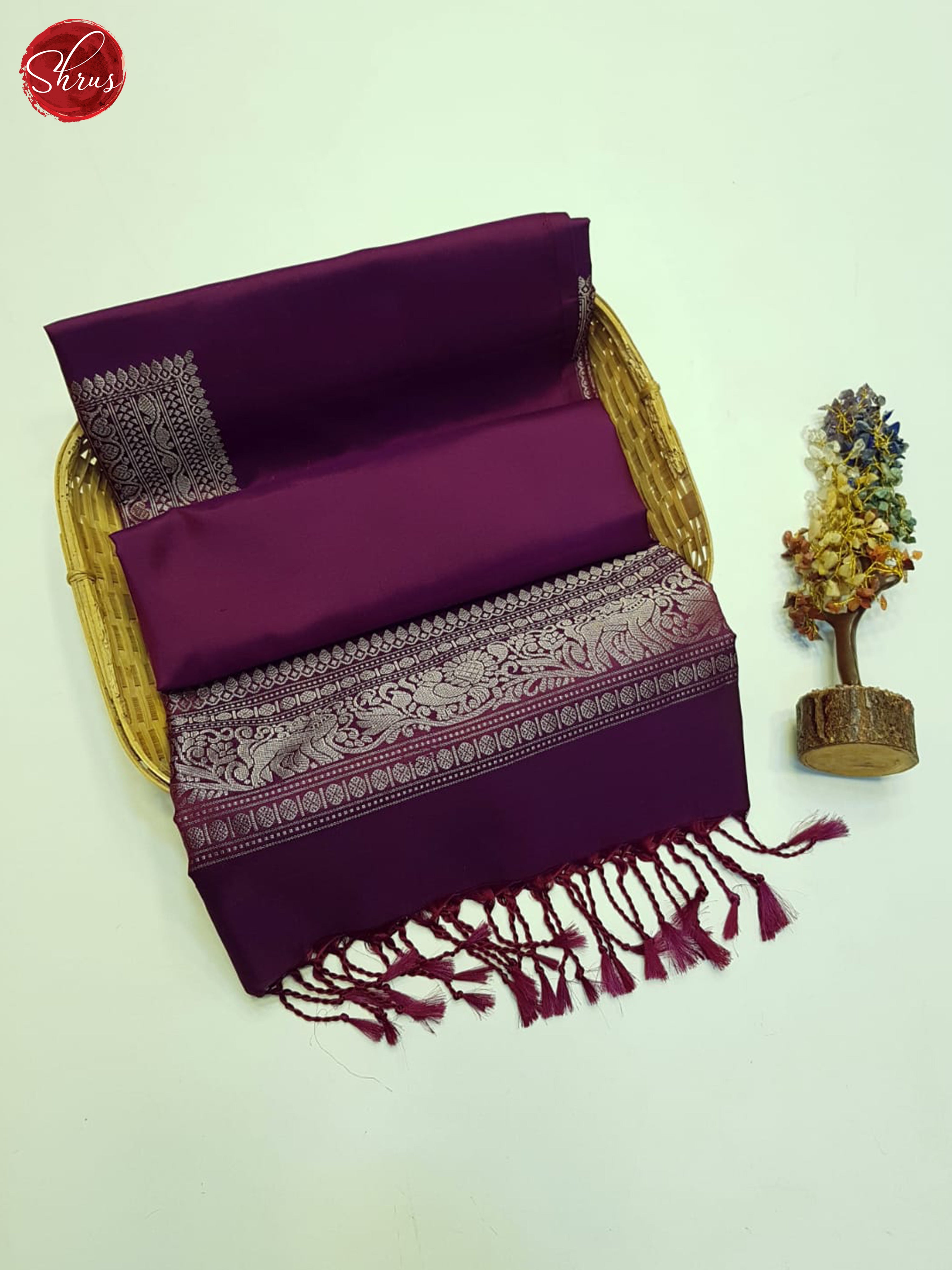 Wine(Single Tone)- Soft Silk Saree - Shop on ShrusEternity.com