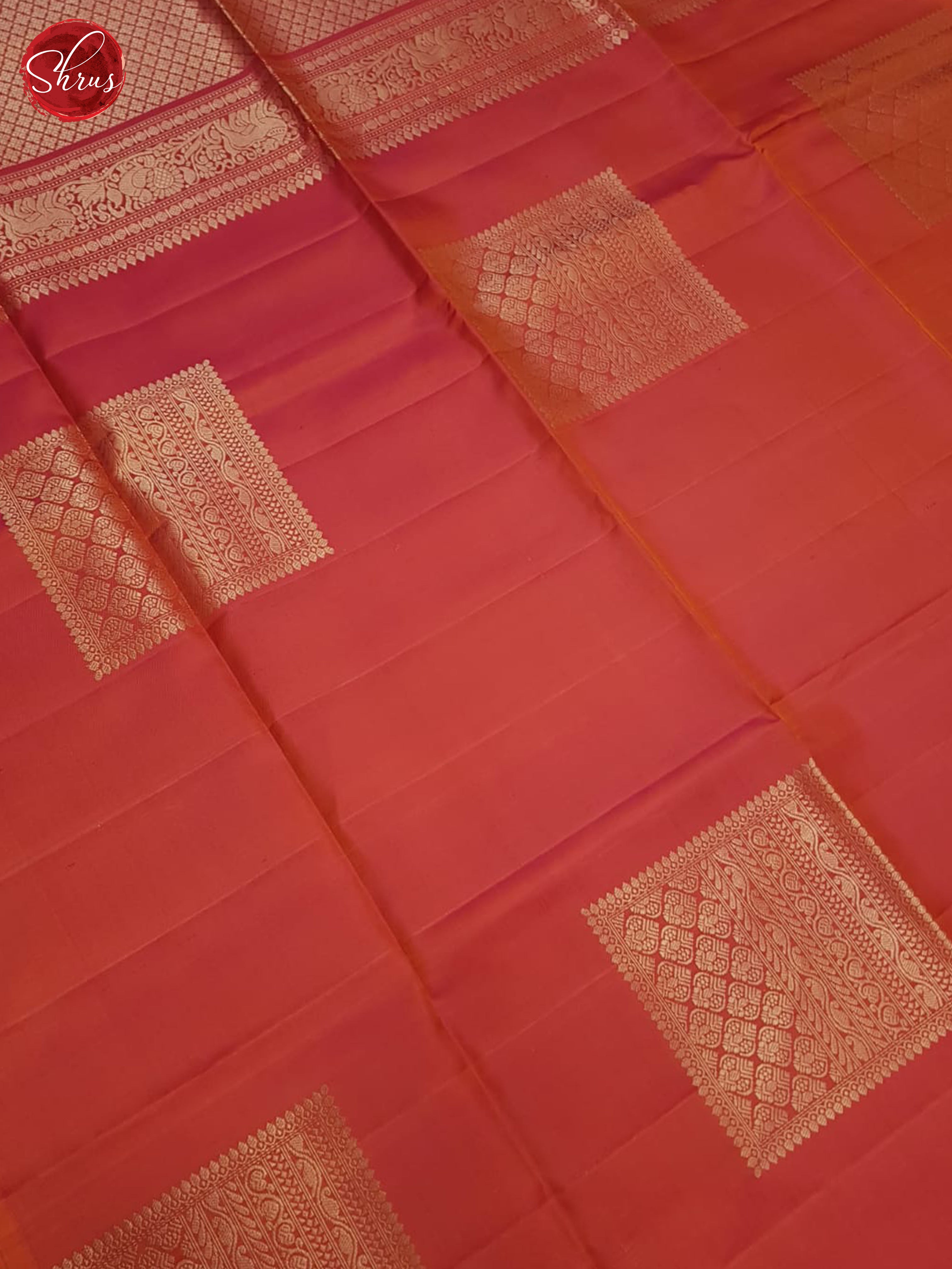 Orangish Pink(Single Tone)- Soft Silk Saree - Shop on ShrusEternity.com