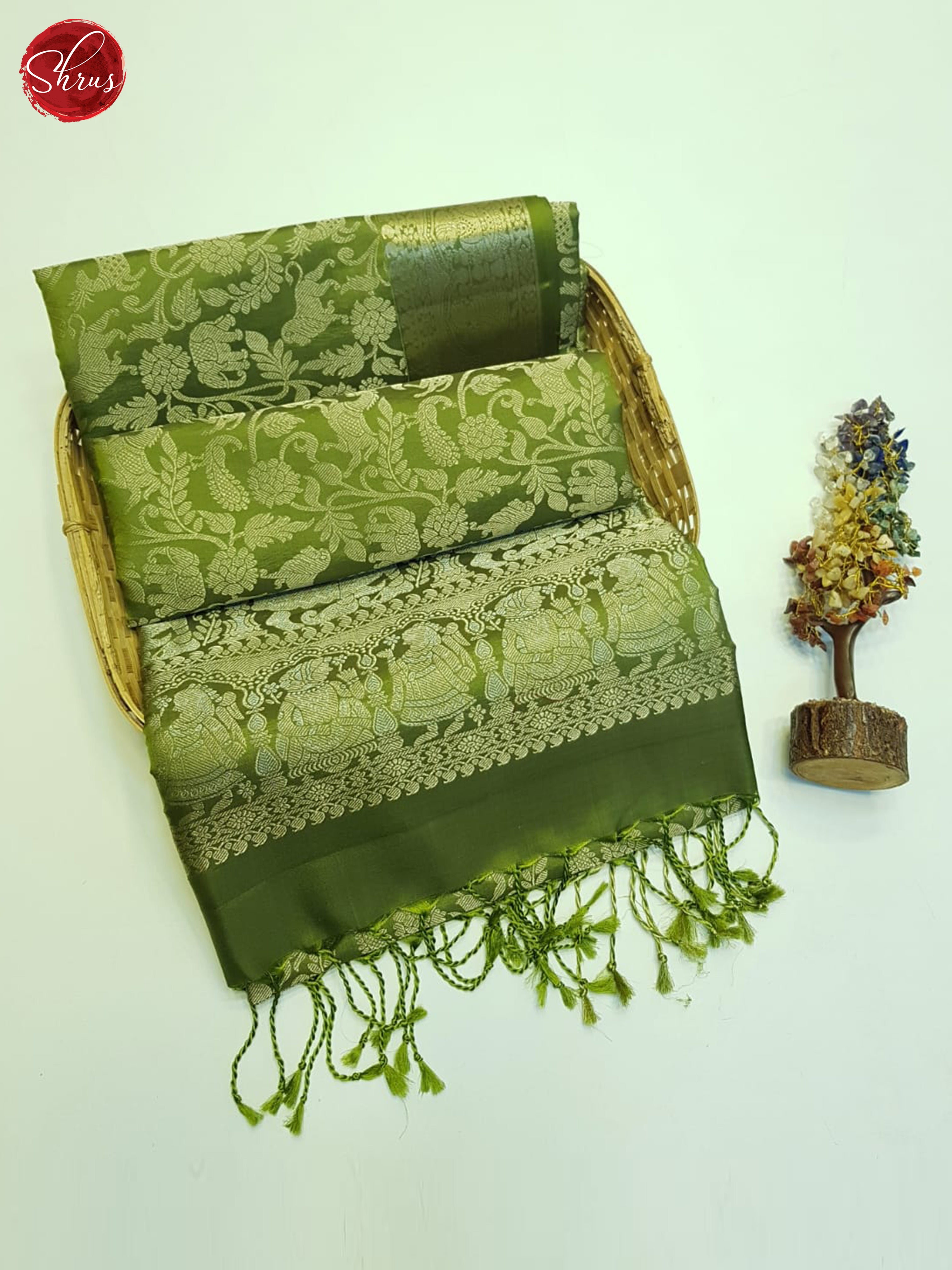 Green(Single tone)-Soft silk saree - Shop on ShrusEternity.com