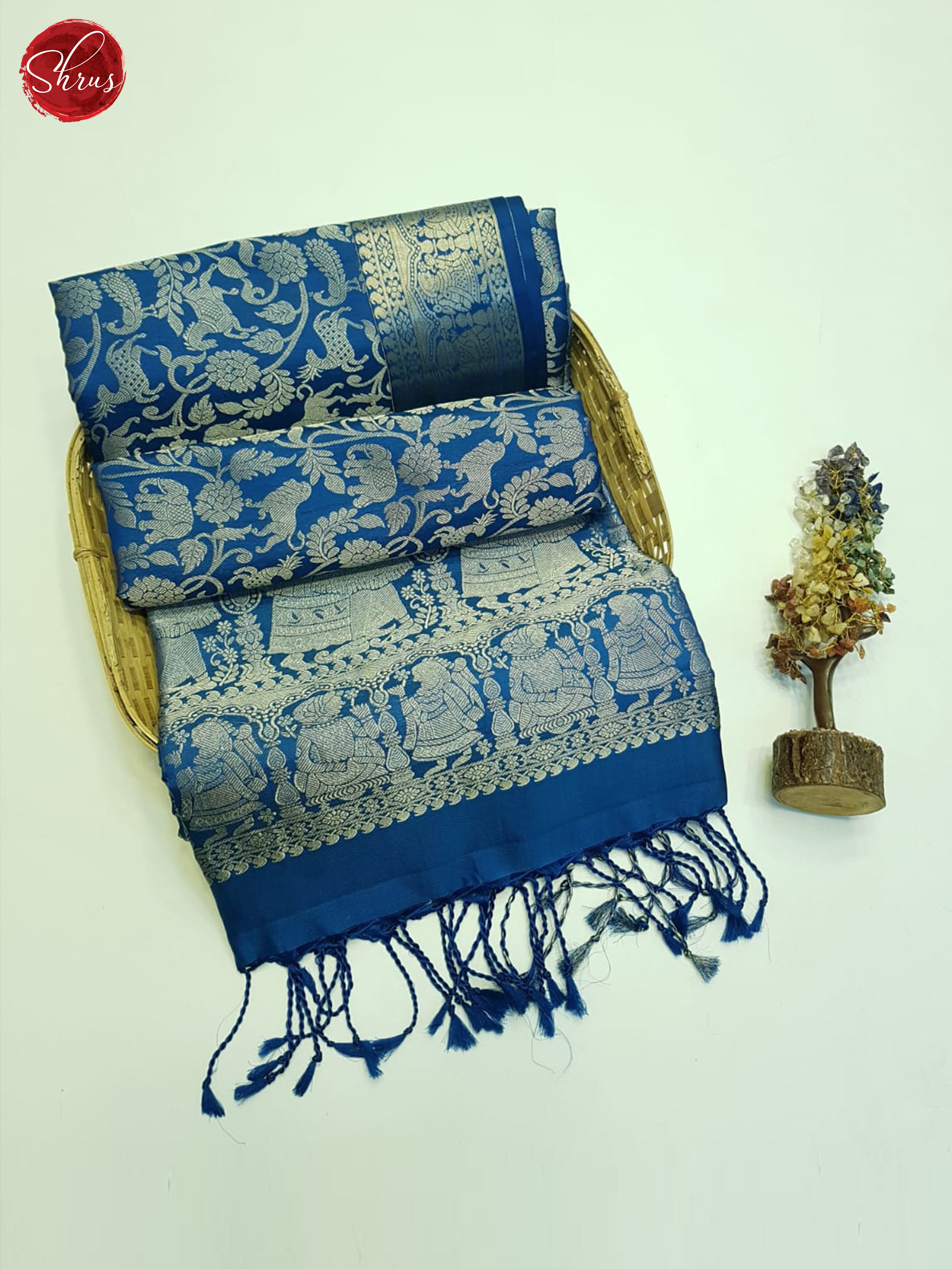 Blue(Single tone)-Soft silk saree - Shop on ShrusEternity.com