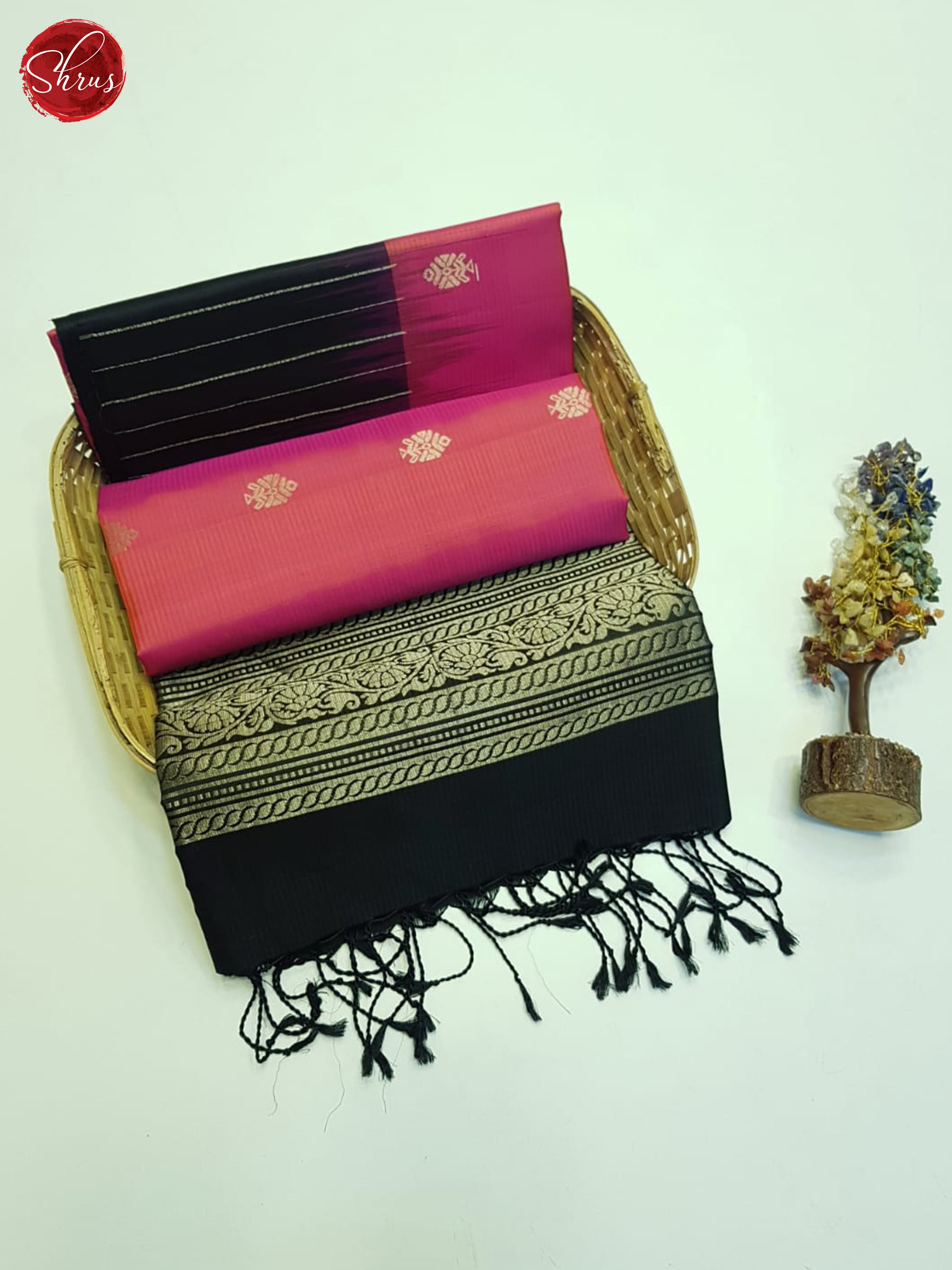 Pink And Black- Soft Silk aree - Shop on ShrusEternity.com
