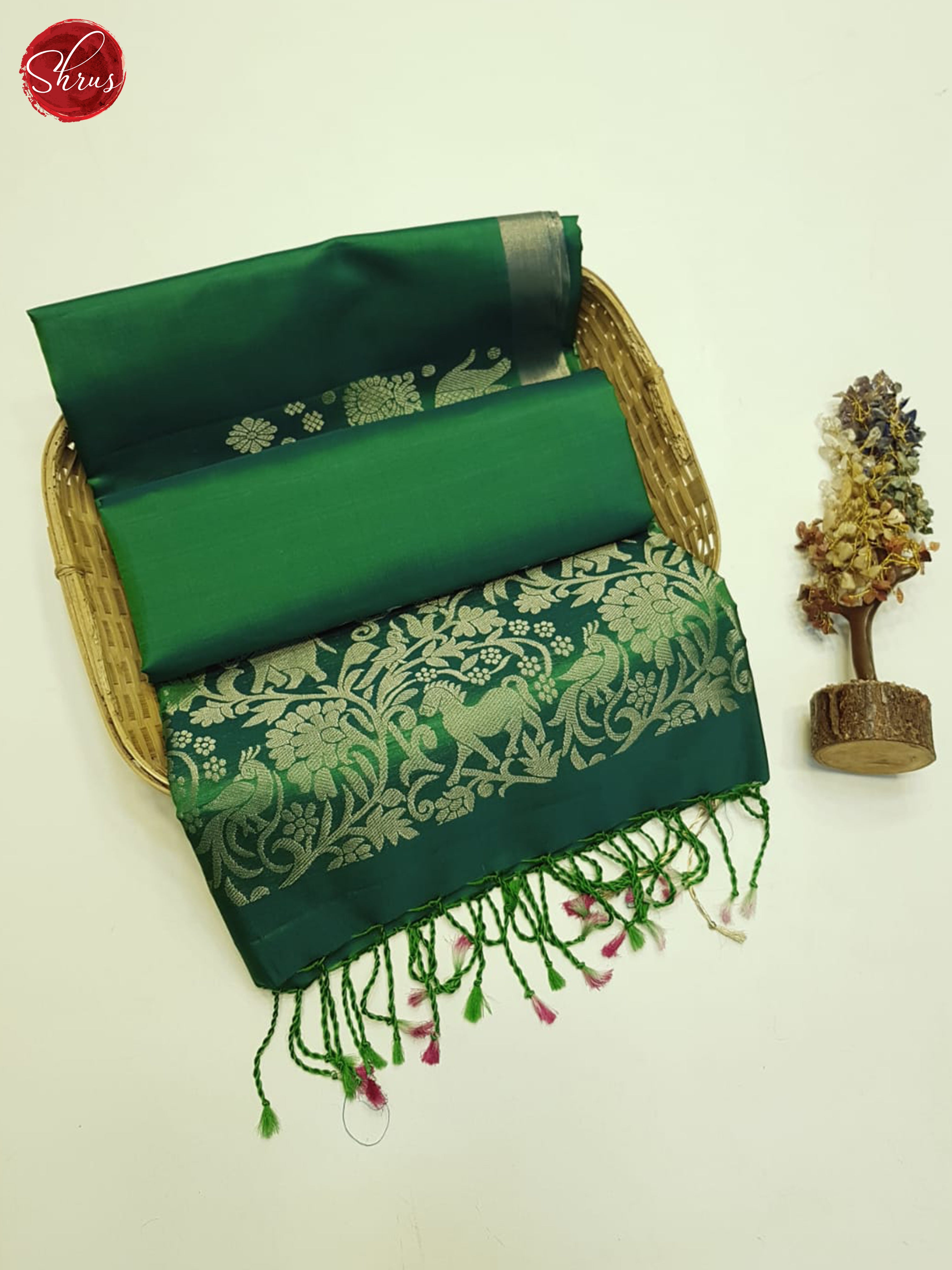 Green(Single tone) - Soft Silk Saree - Shop on ShrusEternity.com