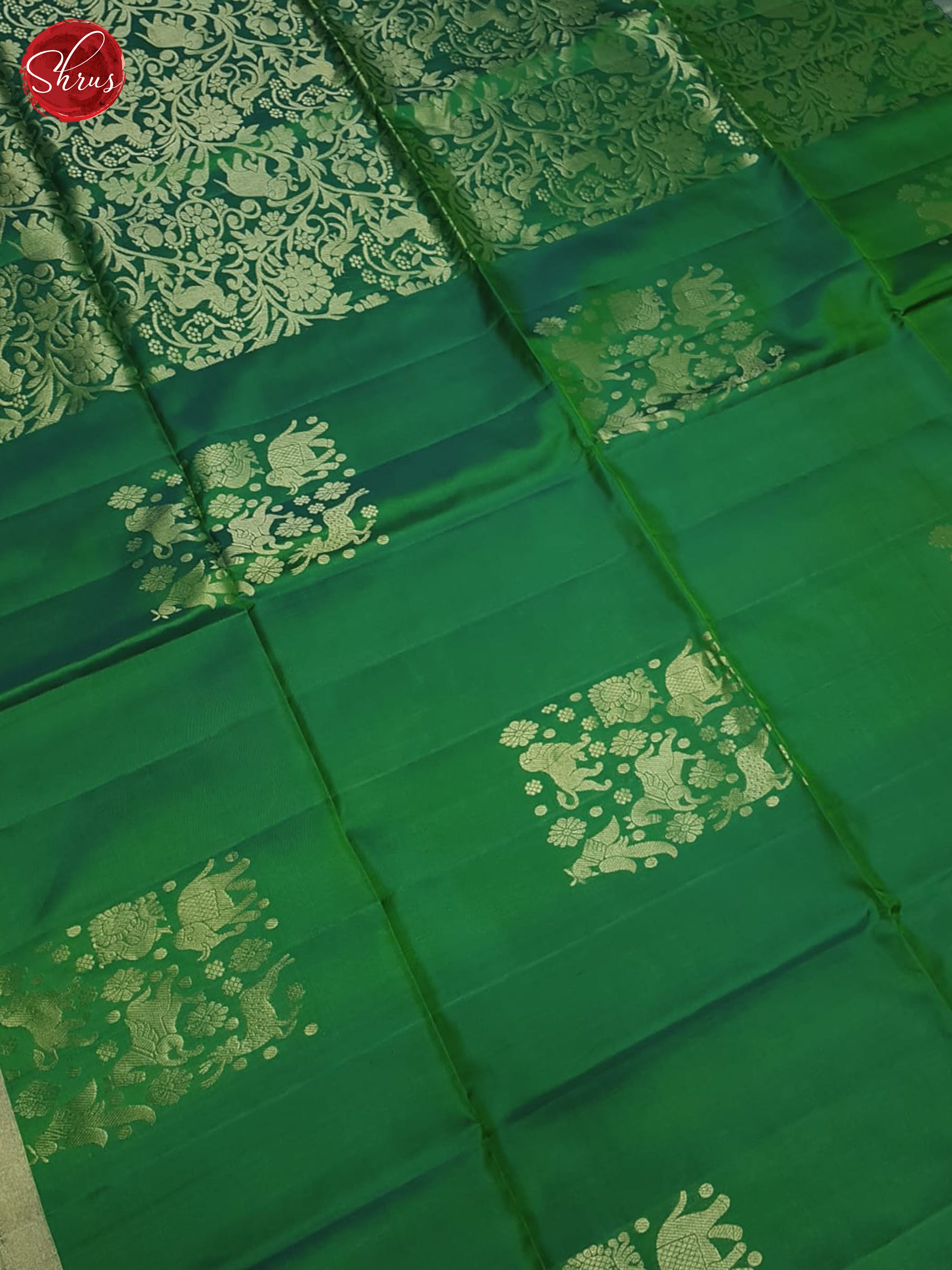 Green(Single tone) - Soft Silk Saree - Shop on ShrusEternity.com