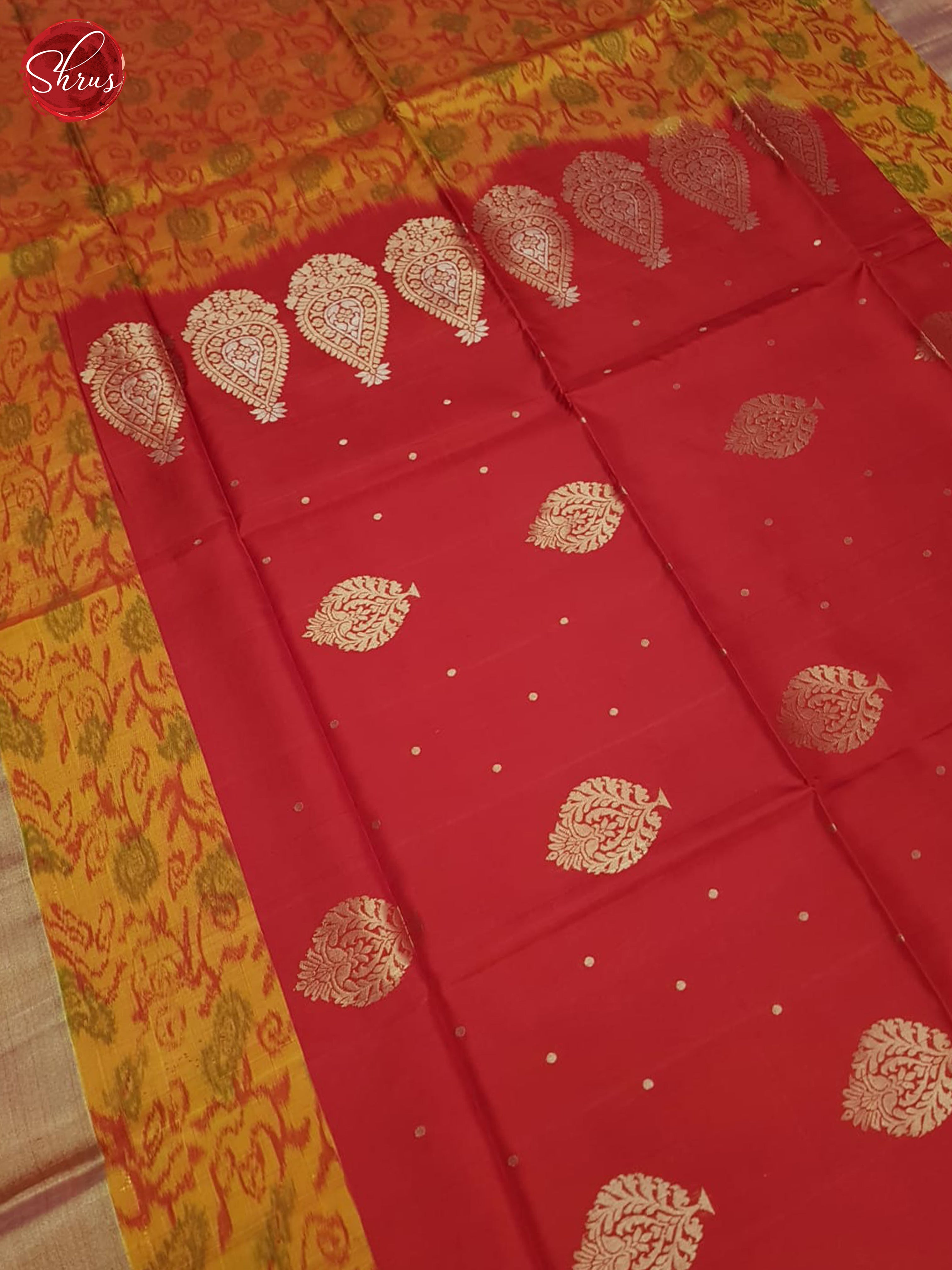 Red And Orange- Soft Silk Saree - Shop on ShrusEternity.com