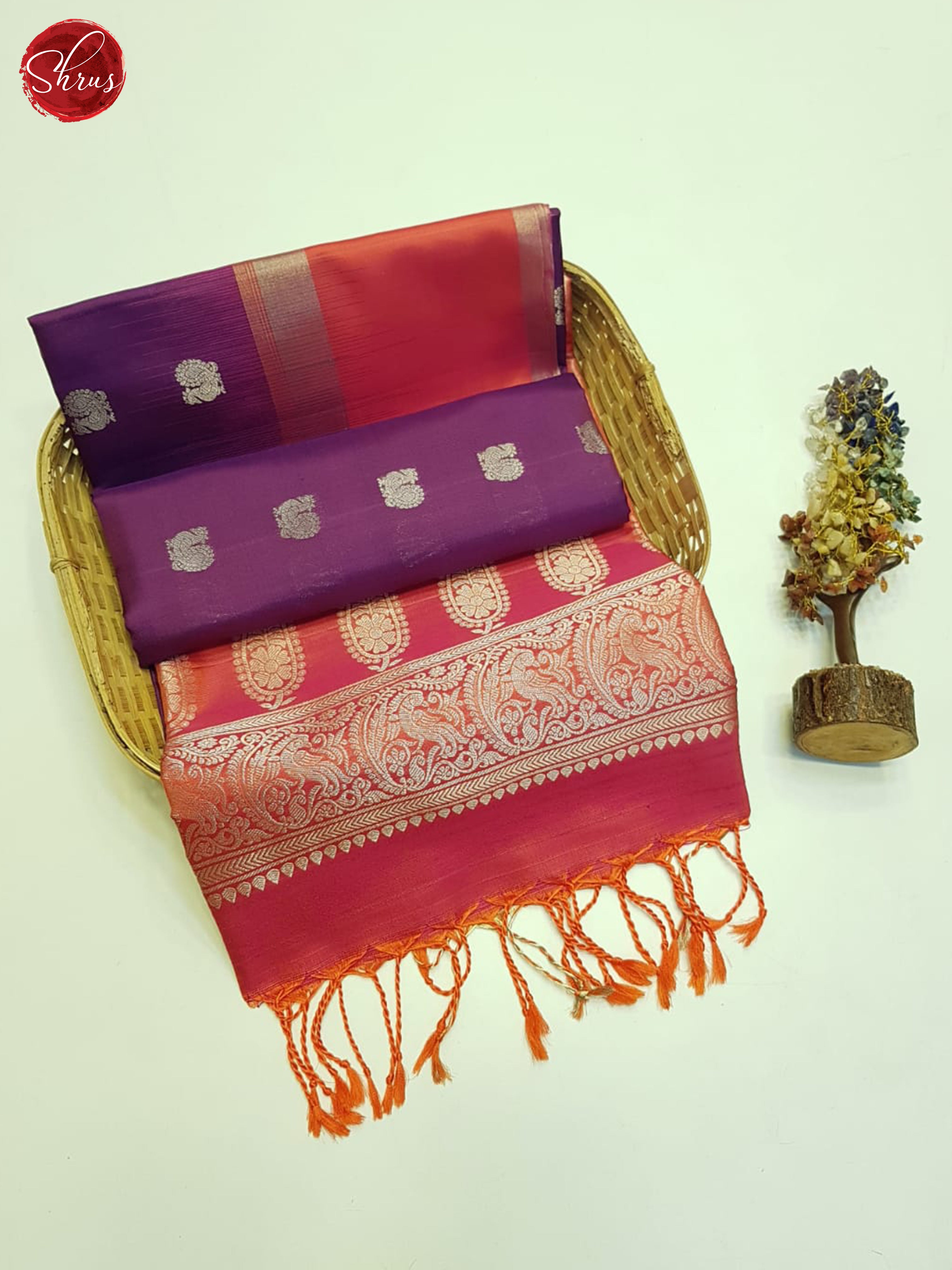 Purple And Pink- Soft Silk Saree - Shop on ShrusEternity.com