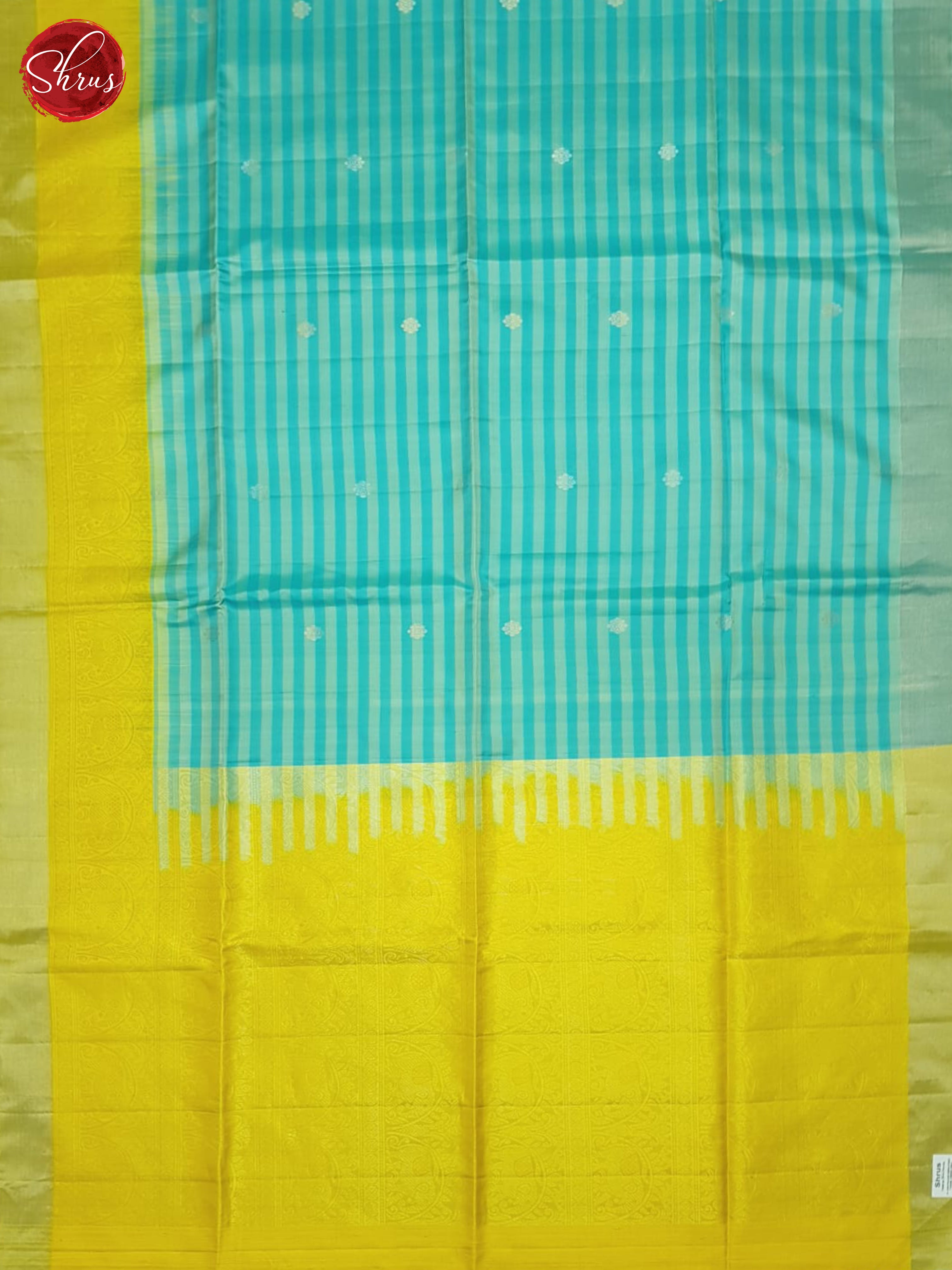 Blue And Mustard- Soft Silk Saree - Shop on ShrusEternity.com