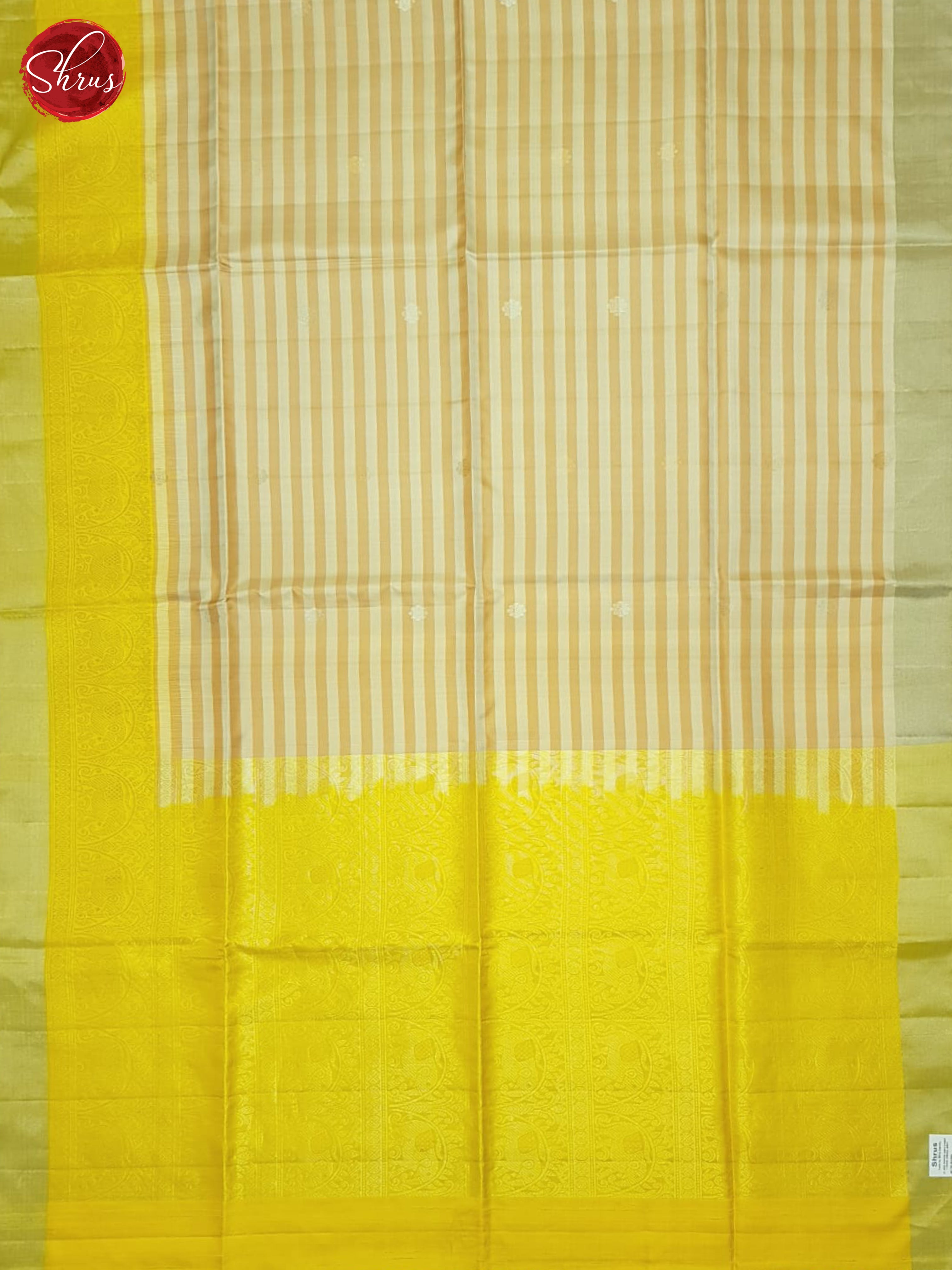 Brown Grey And Yellow- Soft Silk saree - Shop on ShrusEternity.com