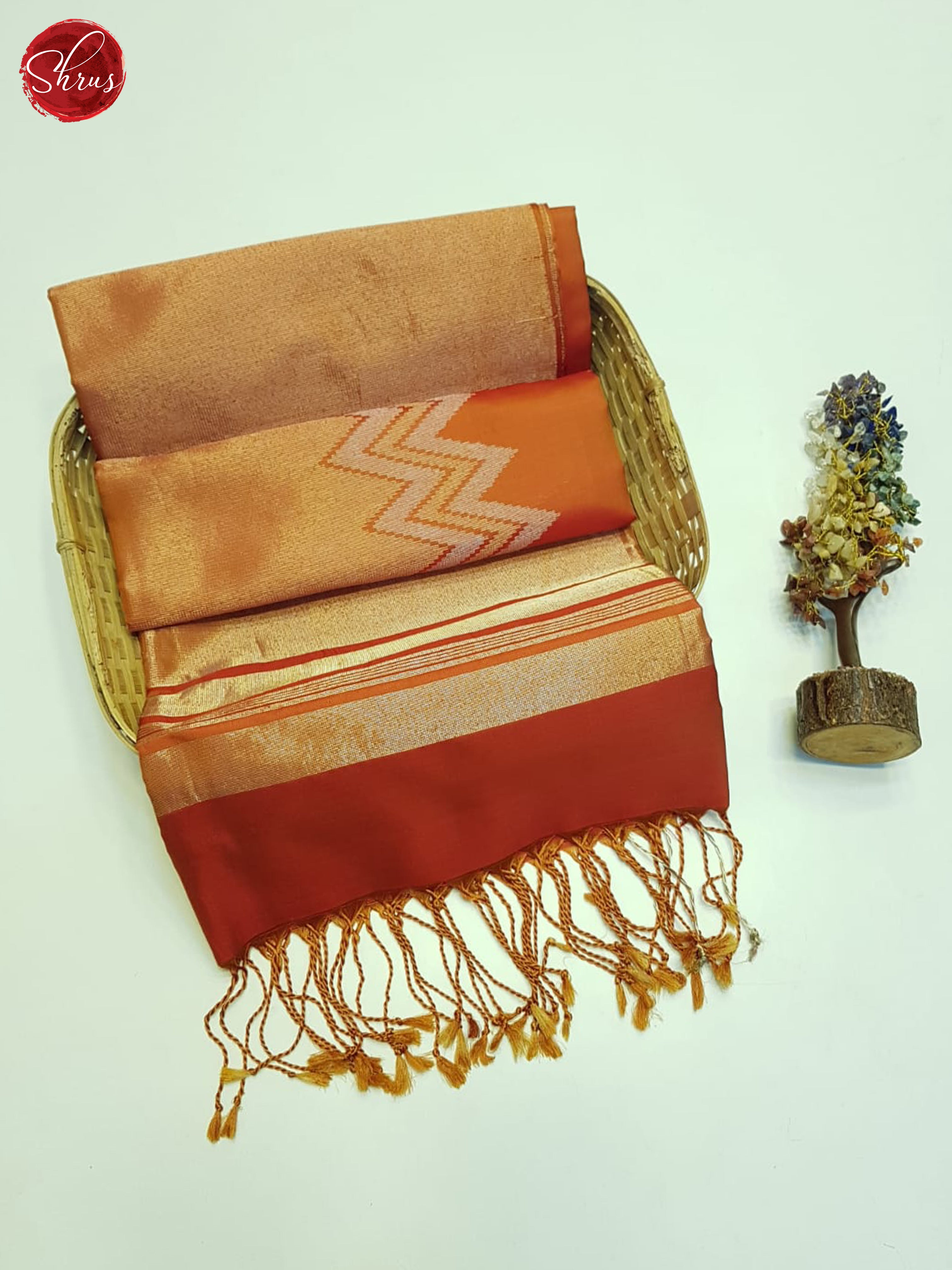 Brick Orange(Single Tone)- Soft Silk Saree - Shop on ShrusEternity.com