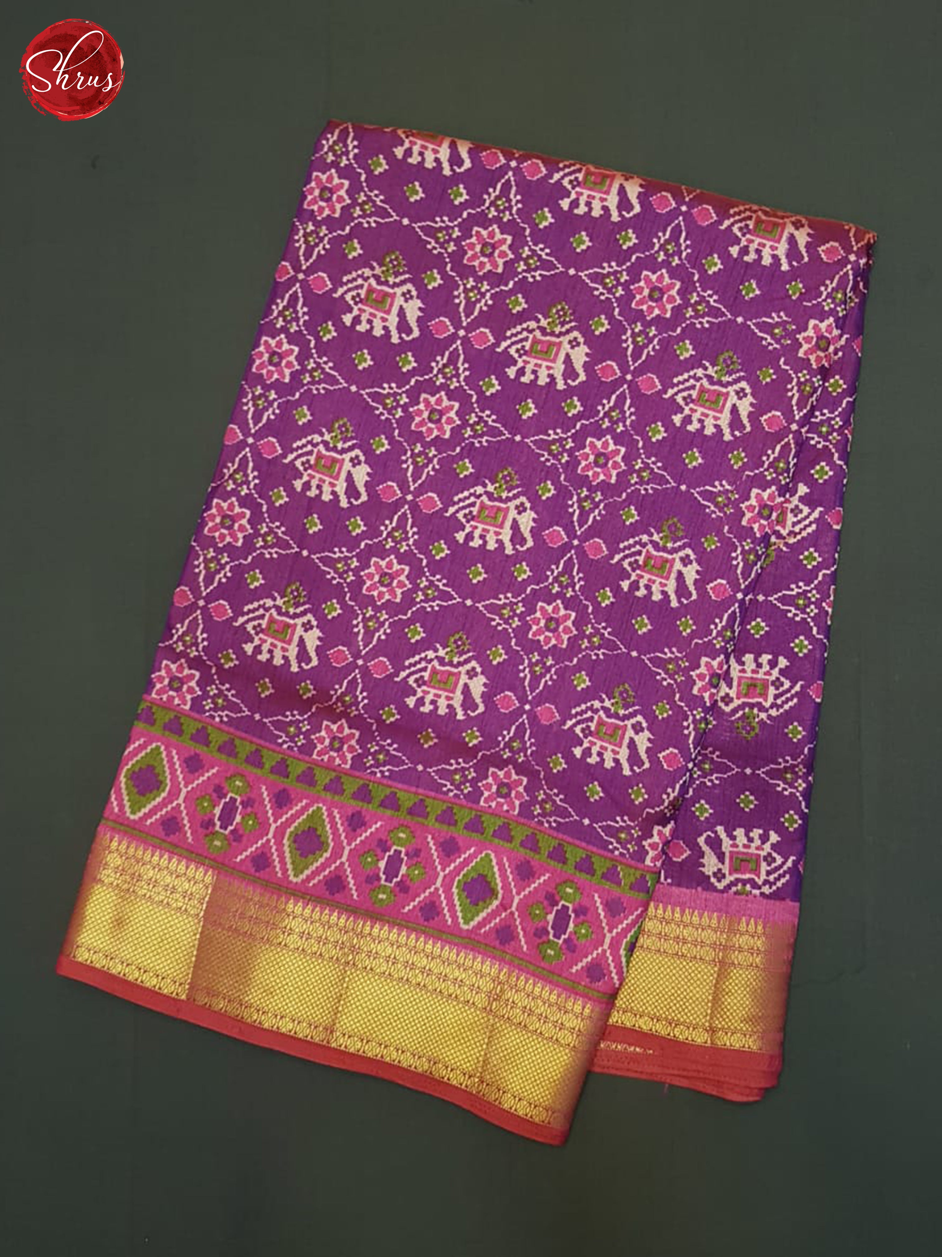 Purple &  Pink - Semi Patola Saree - Shop on ShrusEternity.com