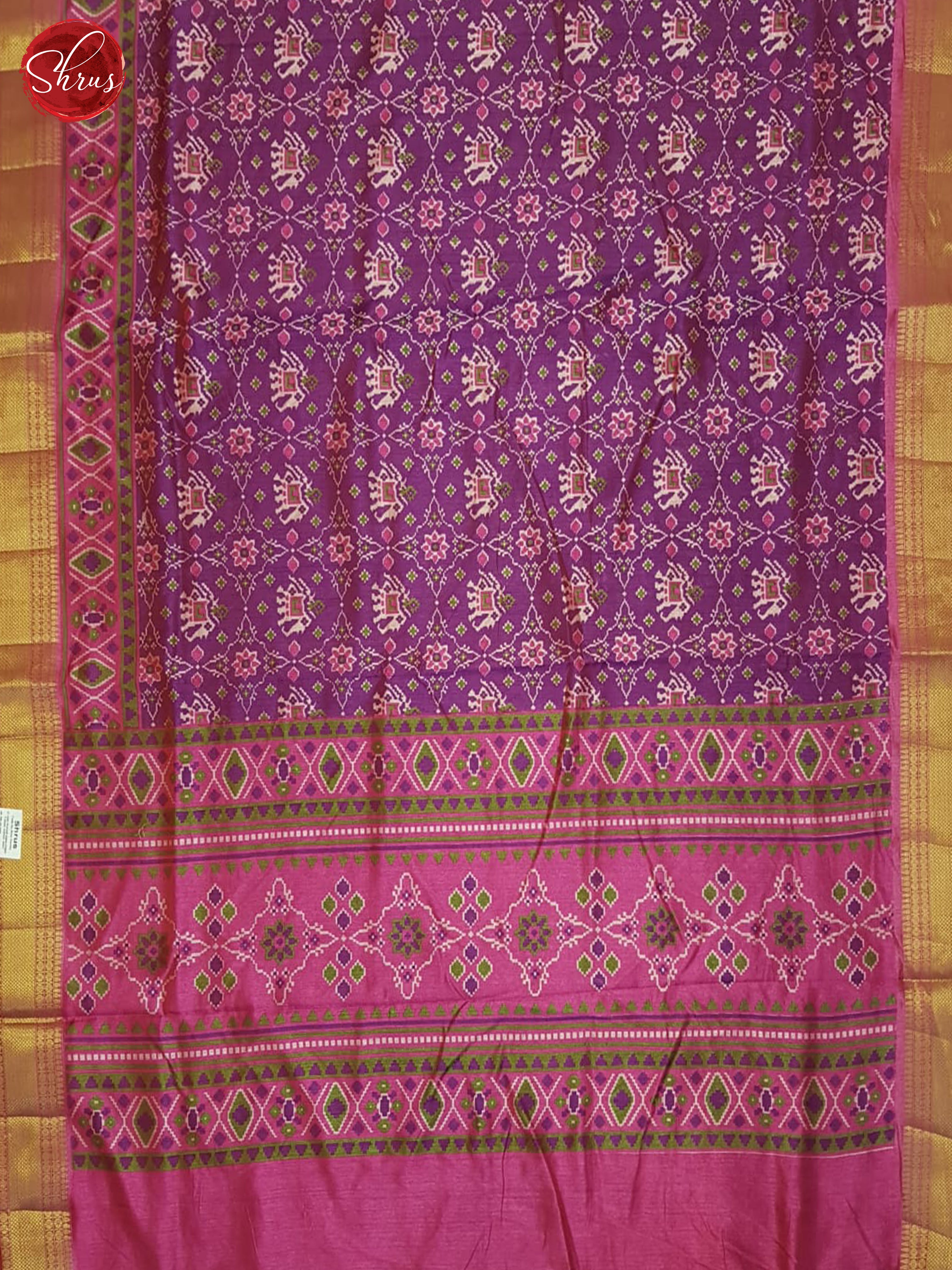 Purple &  Pink - Semi Patola Saree - Shop on ShrusEternity.com