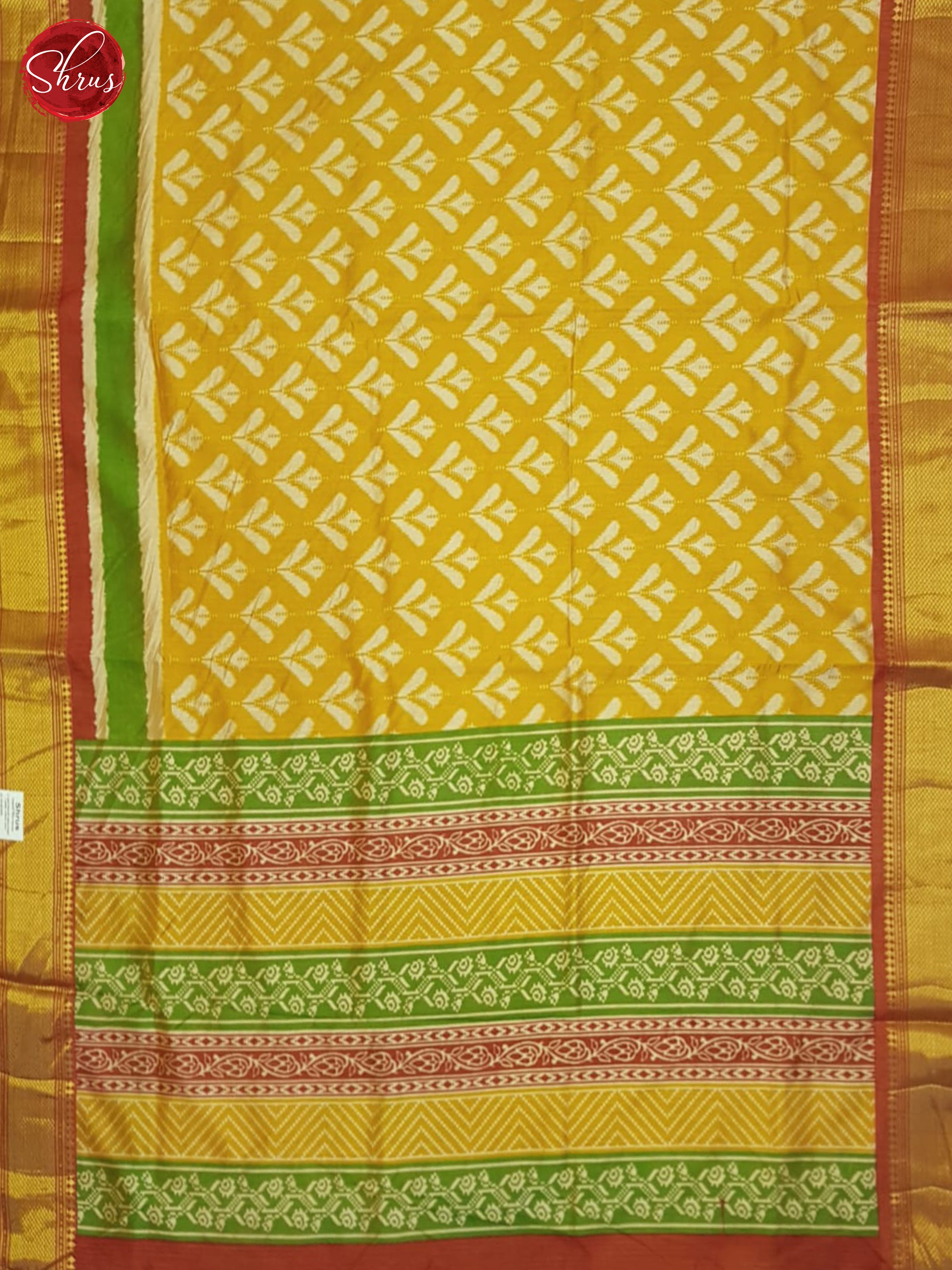 Yellow & Brick - Semi Patola Saree - Shop on ShrusEternity.com