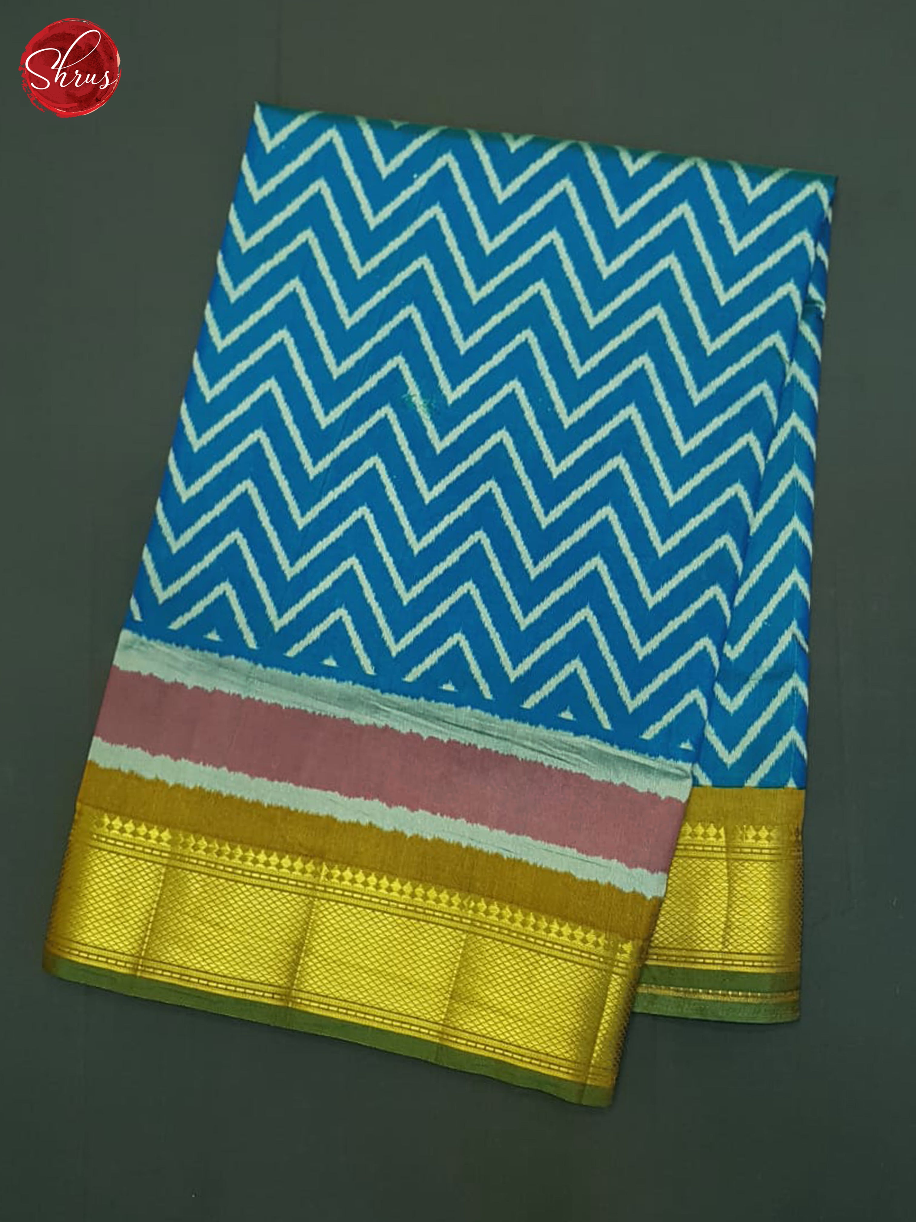 Blue And Mustard- Semi Patola Saree - Shop on ShrusEternity.com