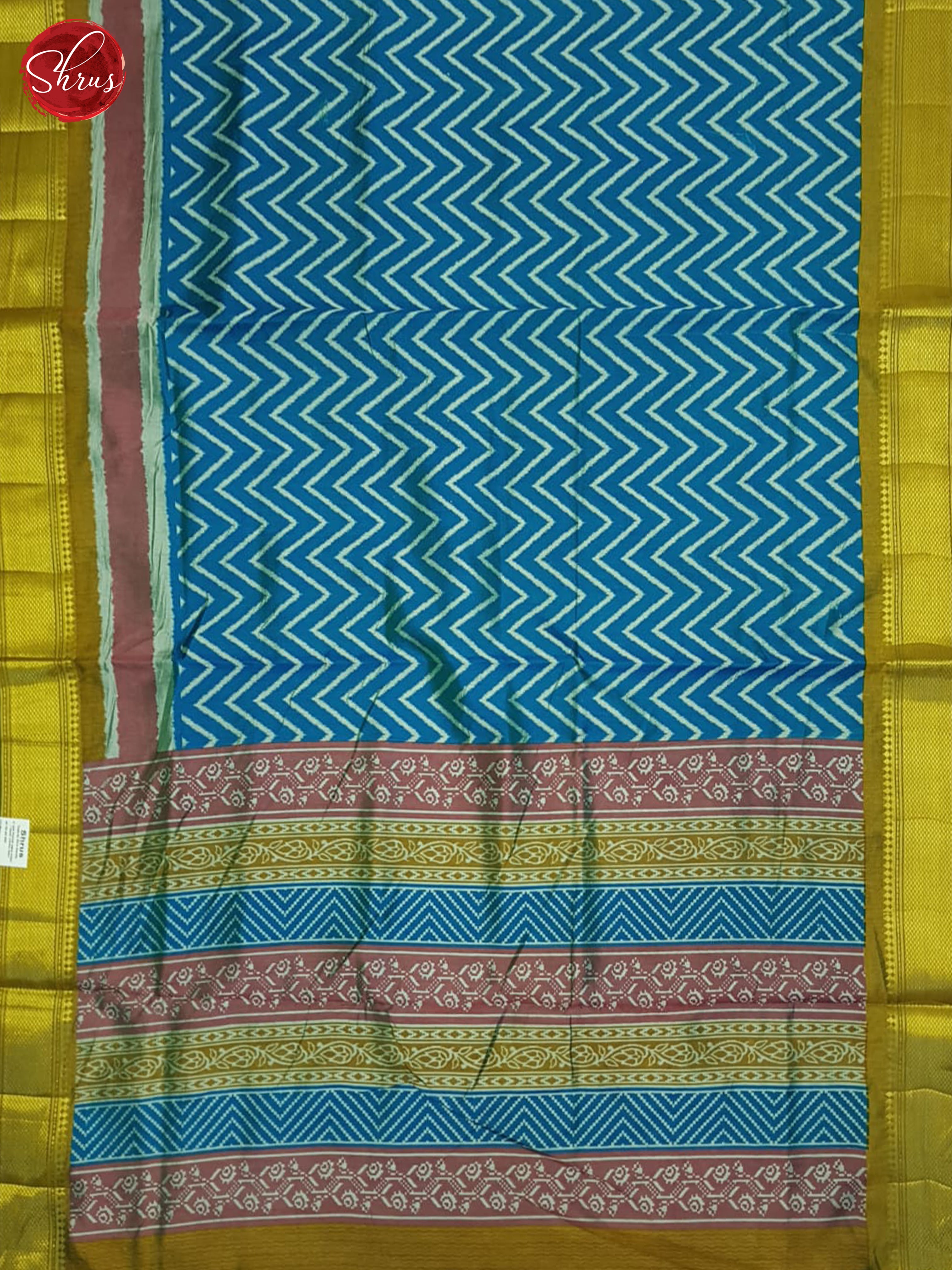 Blue And Mustard- Semi Patola Saree - Shop on ShrusEternity.com