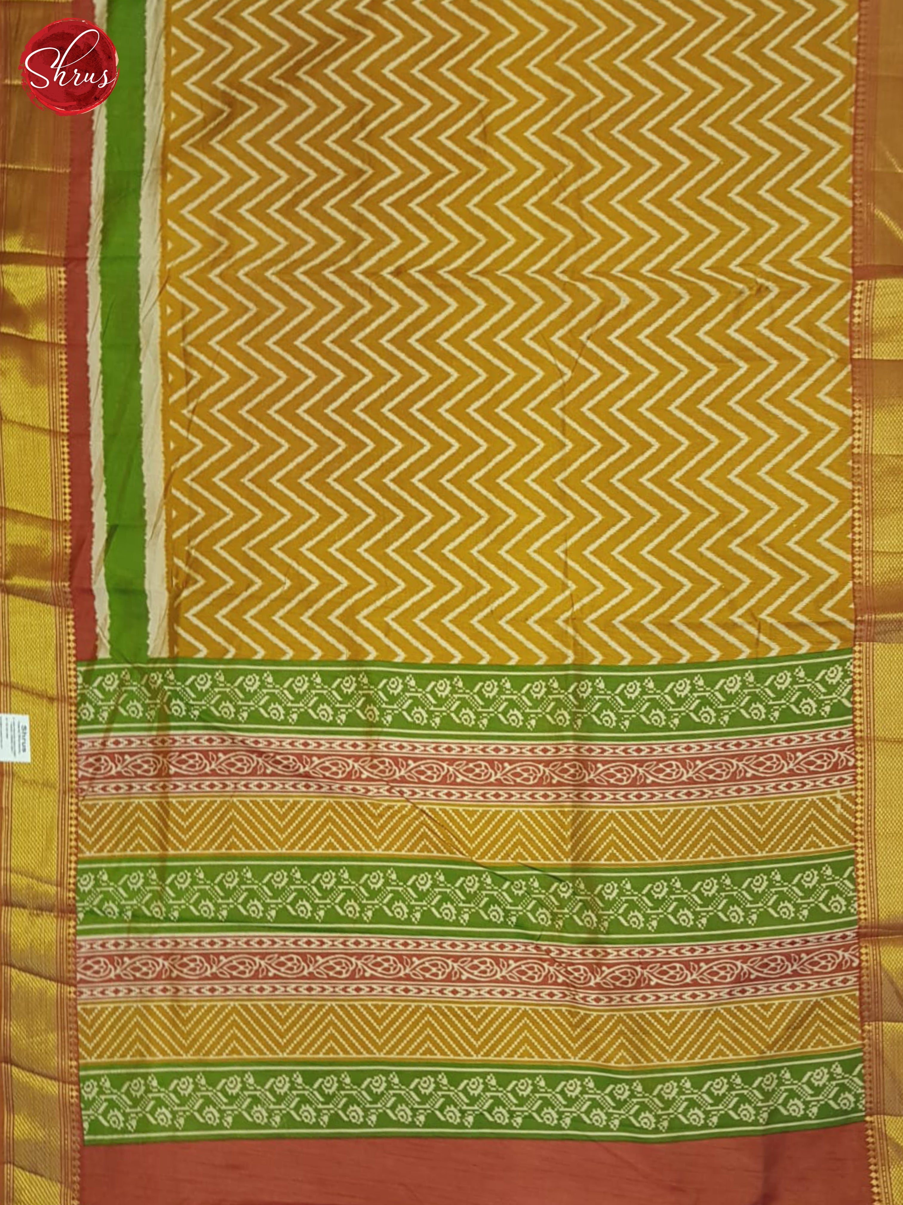 Mustard And Brick Orange- Semi Patola Saree - Shop on ShrusEternity.com