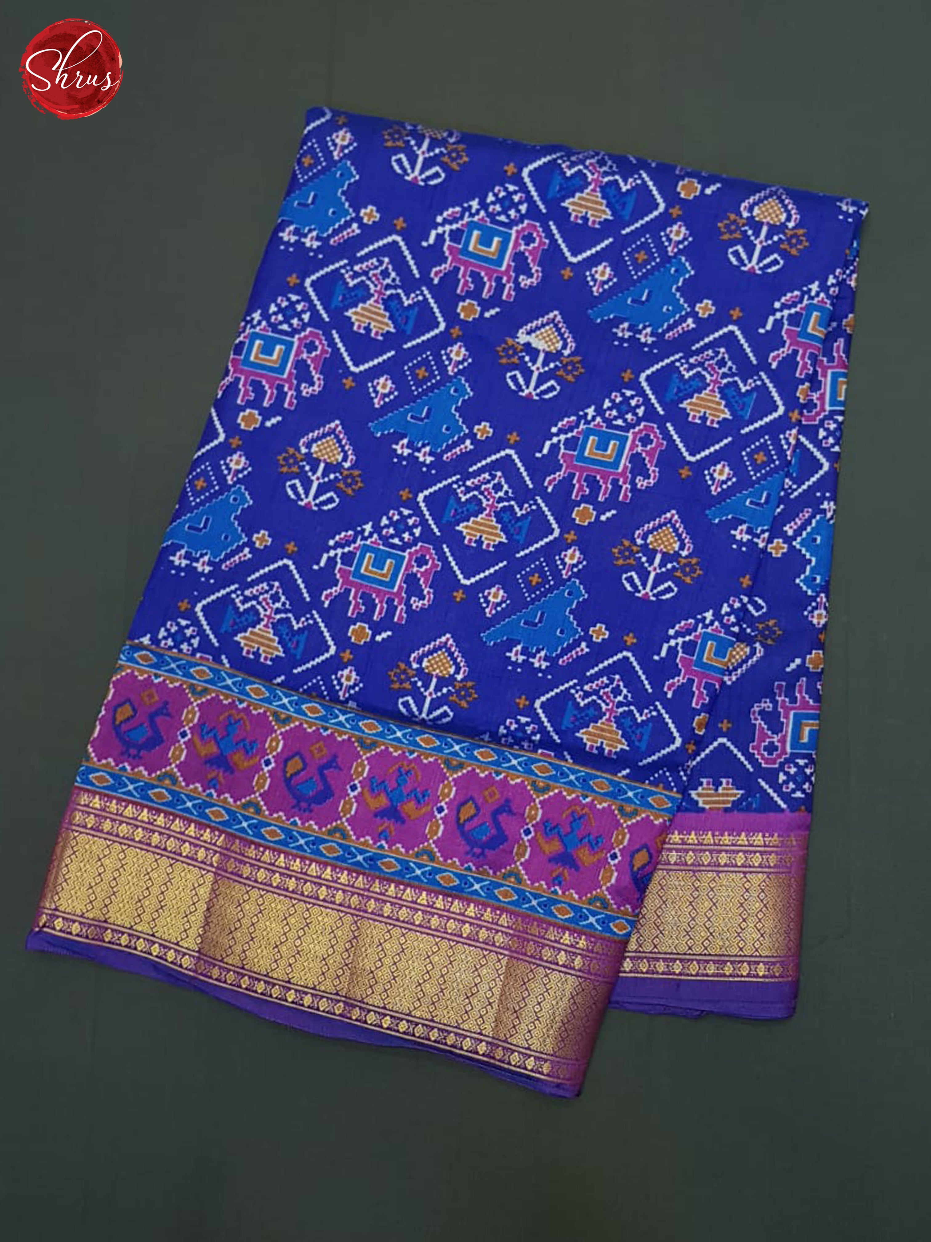 Blue & Purple- Semi Patola Saree - Shop on ShrusEternity.com