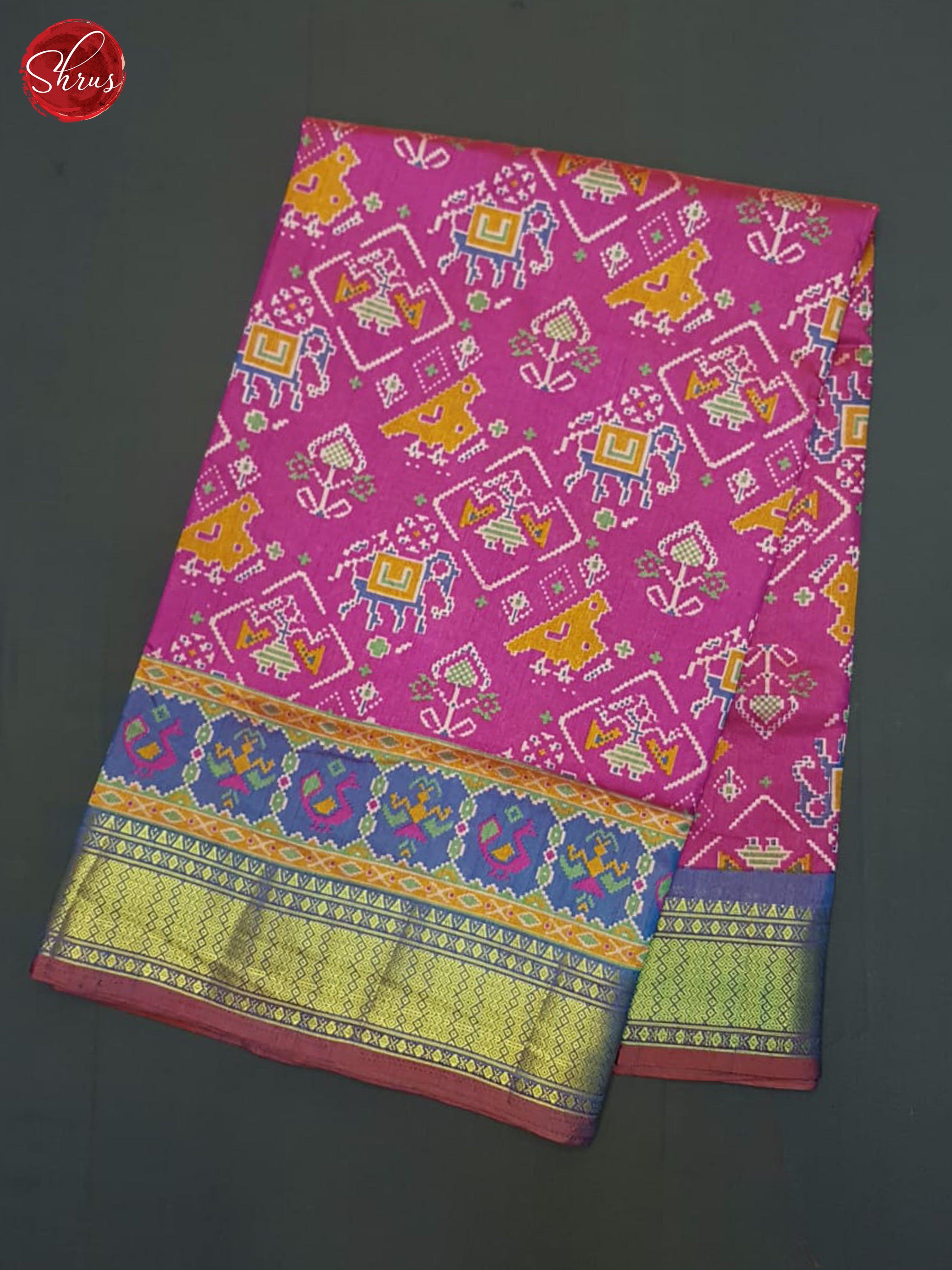 Pink And Blue- Semi Patol saree - Shop on ShrusEternity.com