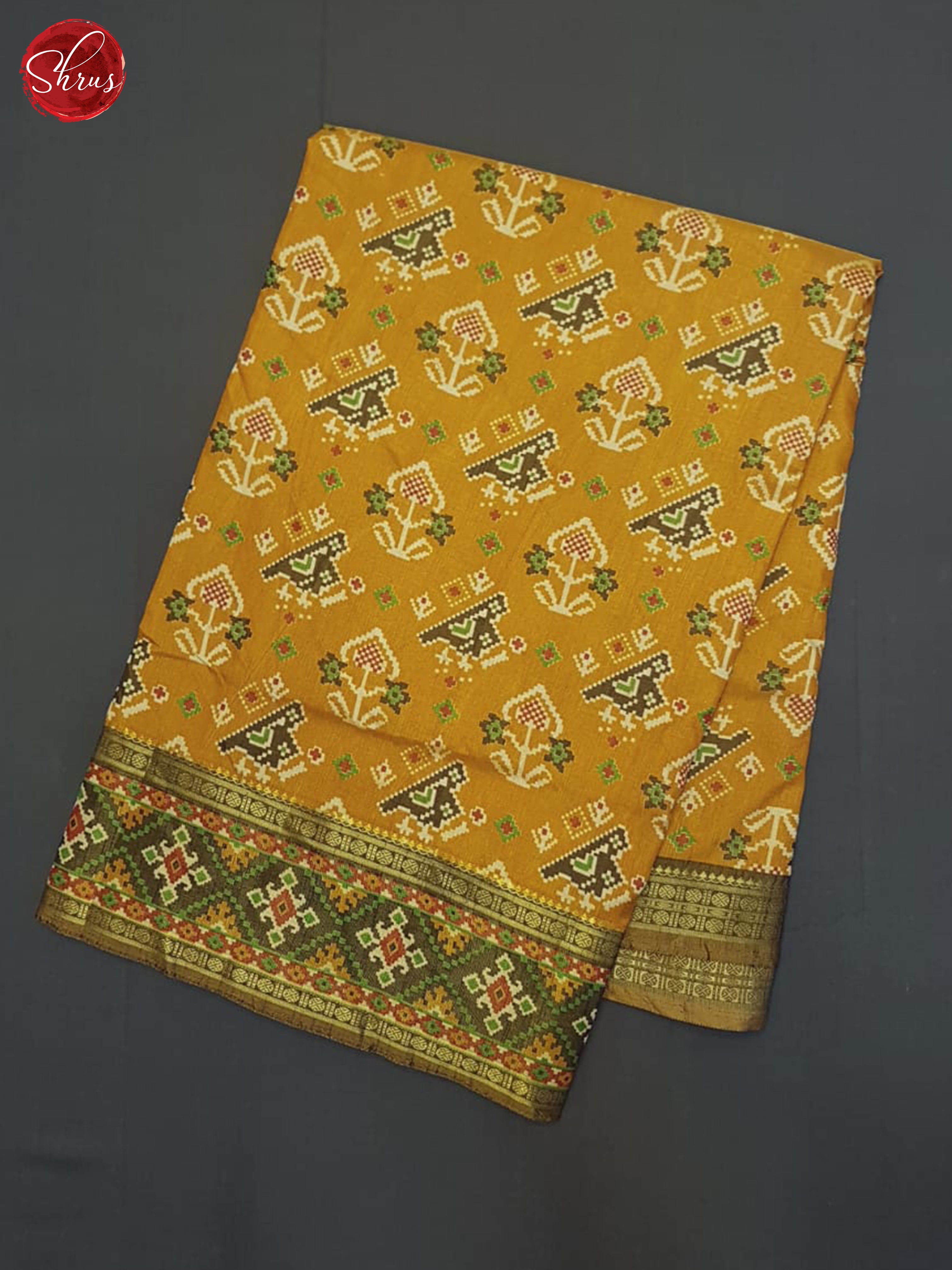 Mustard And Brown- Semi Patola Saree - Shop on ShrusEternity.com