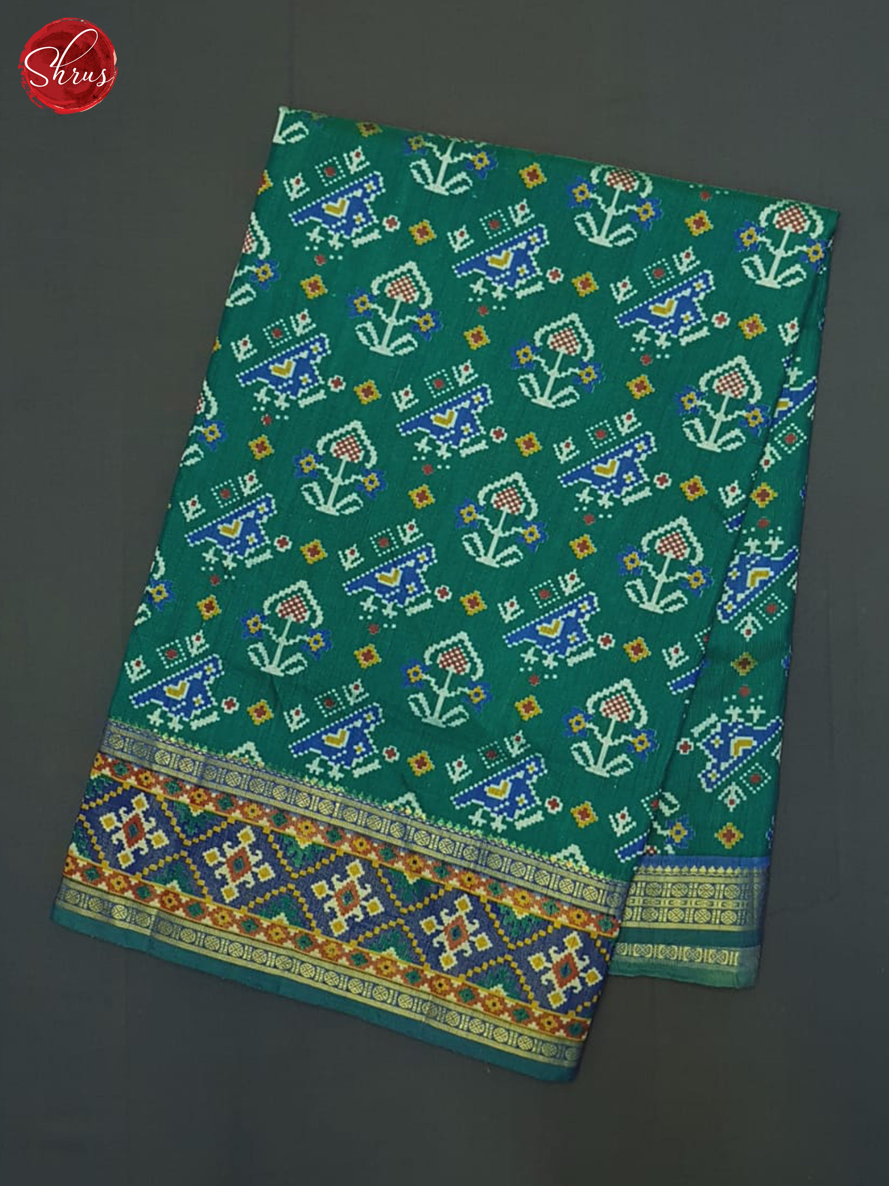 Green And Blue- Semi Patola Saree - Shop on ShrusEternity.com