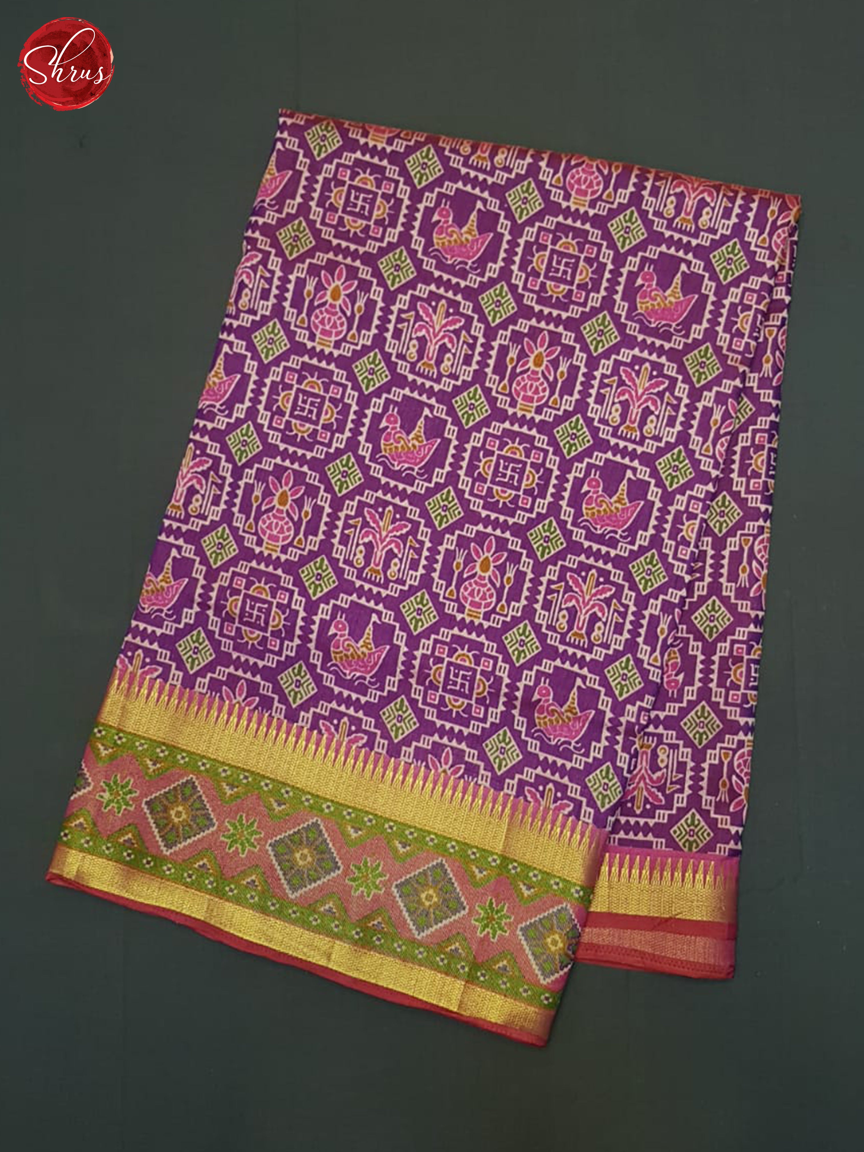 Purple & Pink  - Semi Patola Saree - Shop on ShrusEternity.com