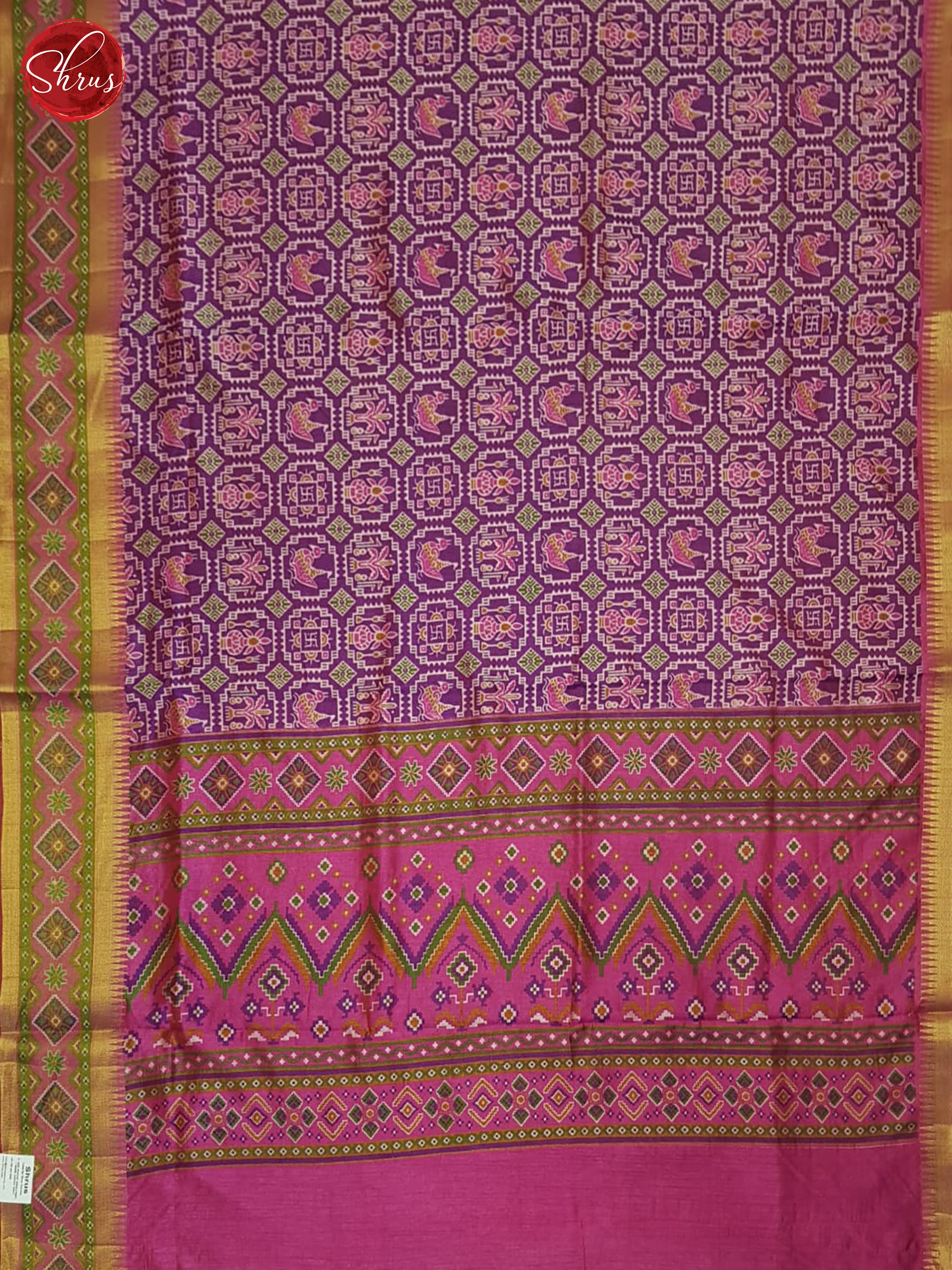 Purple & Pink  - Semi Patola Saree - Shop on ShrusEternity.com