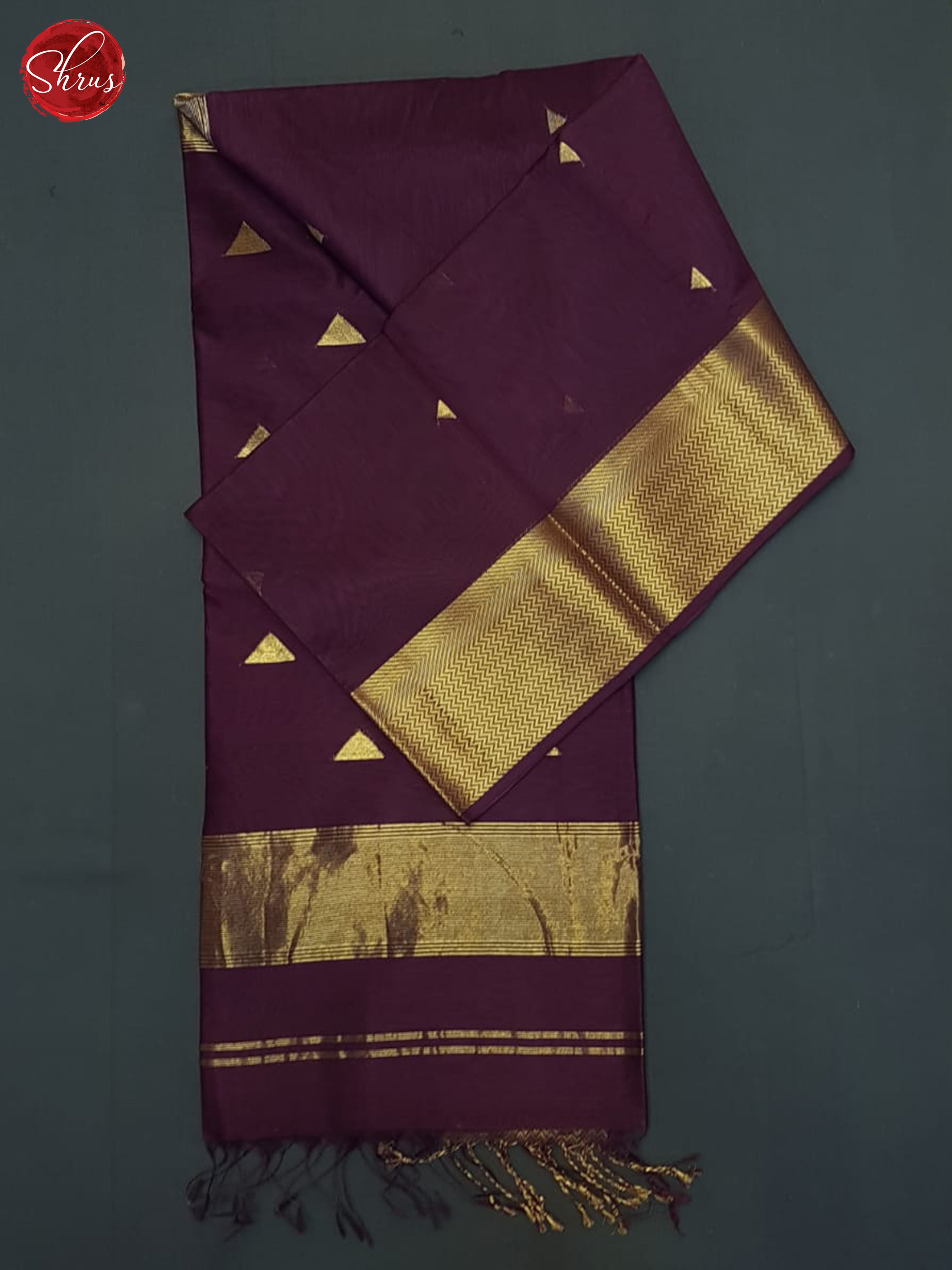 Wine(Single tone) - Maheshwari silkcotton Saree - Shop on ShrusEternity.com