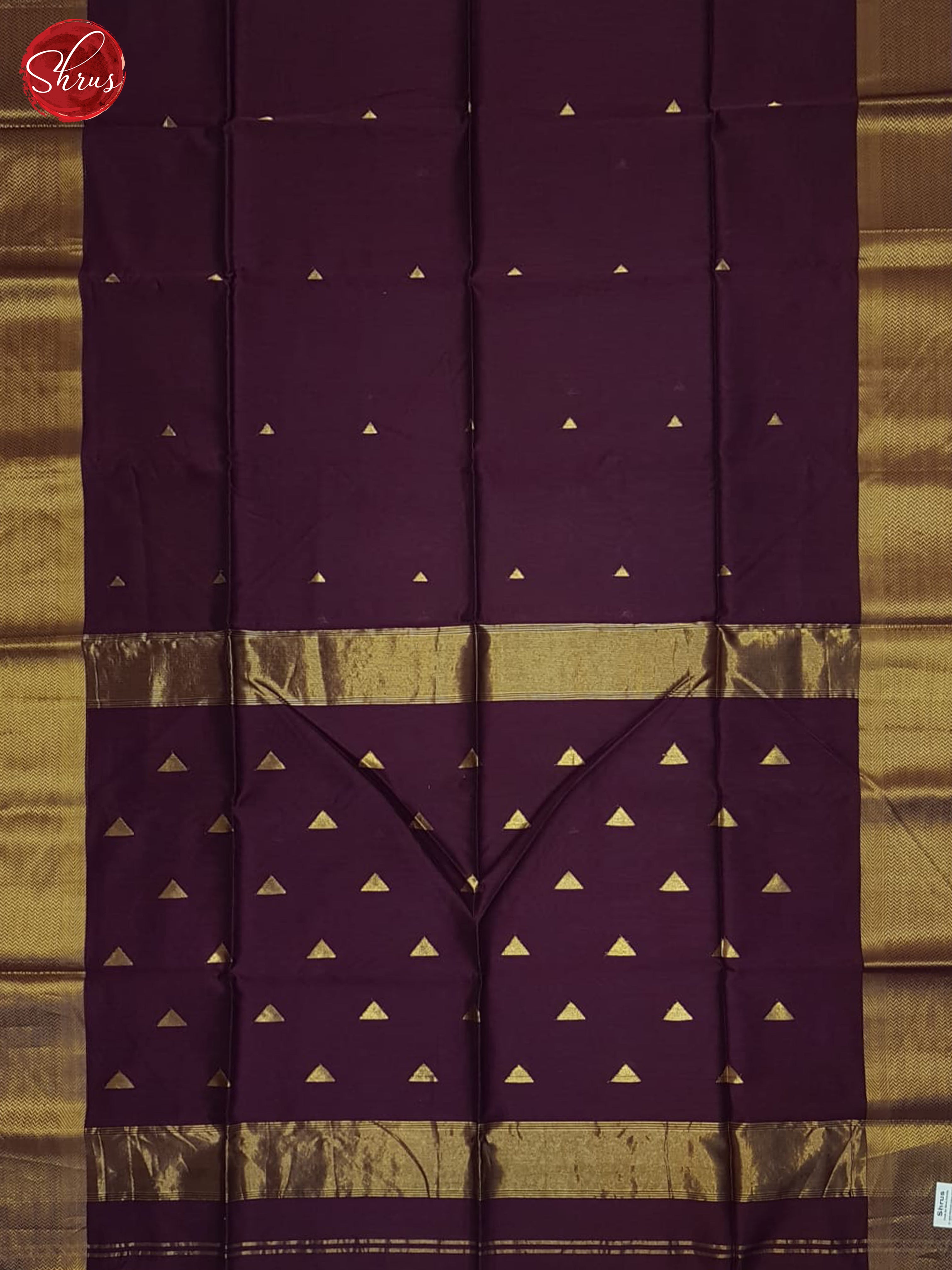 Wine(Single tone) - Maheshwari silkcotton Saree - Shop on ShrusEternity.com