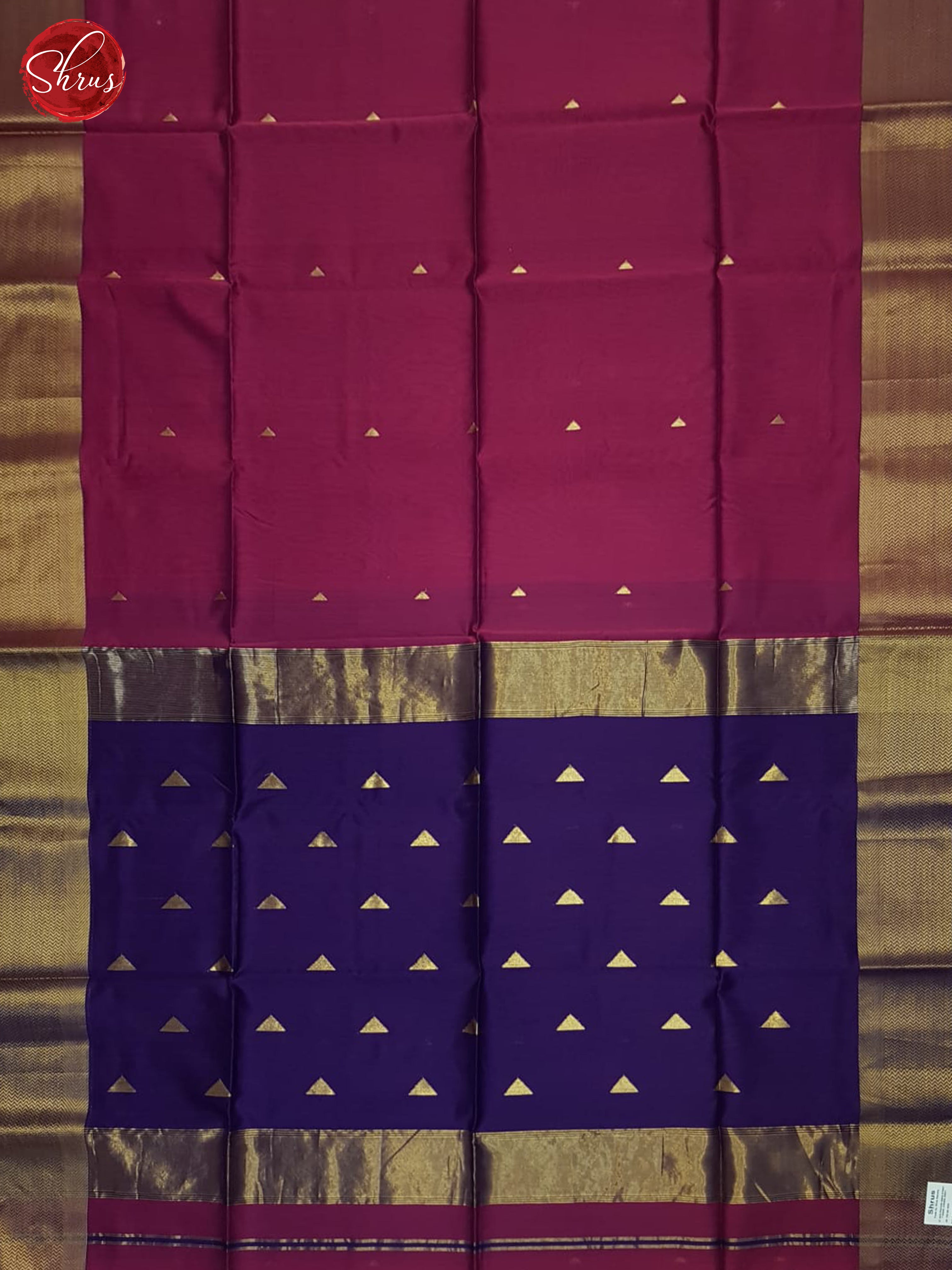 Majenta Pink & Purple - Maheshwari silkcotton Saree - Shop on ShrusEternity.com