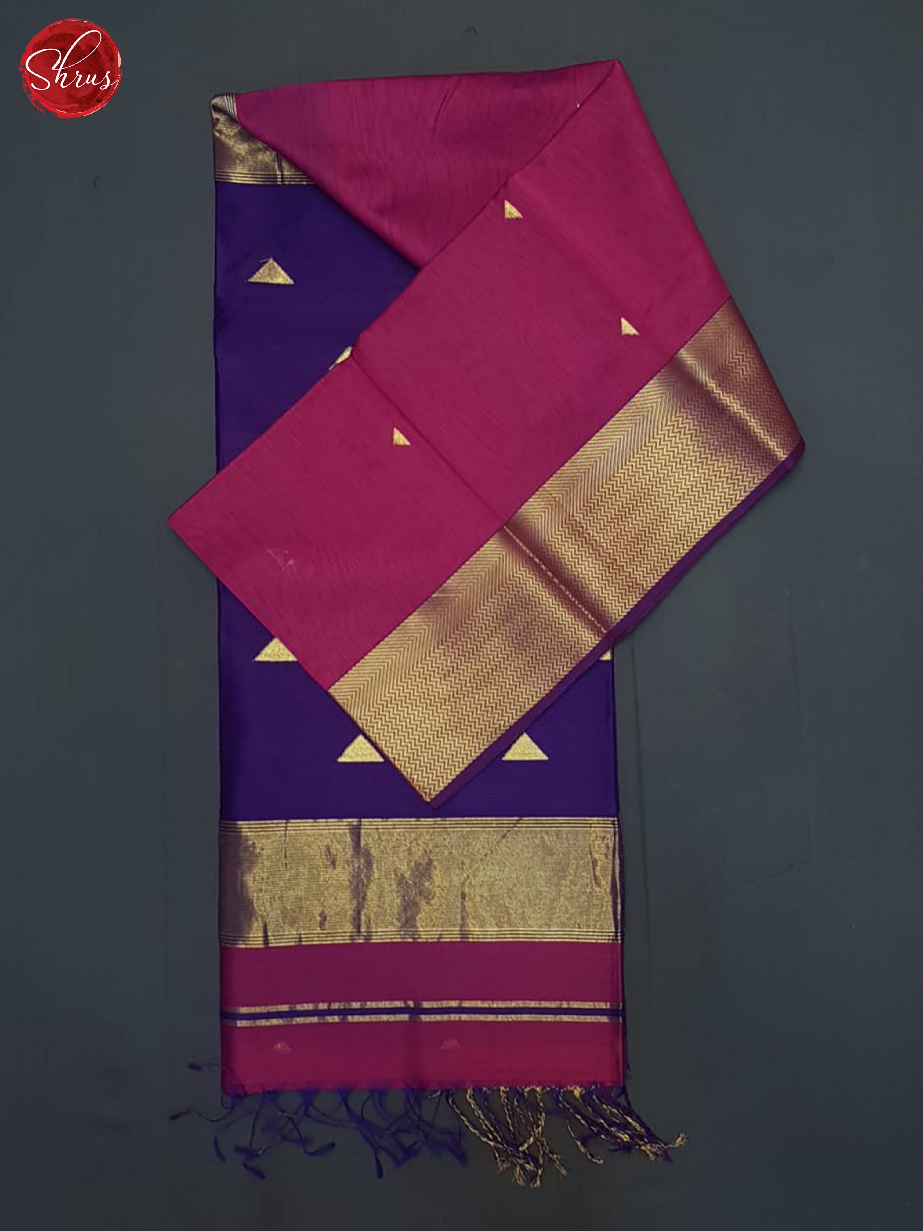 Majenta Pink & Purple - Maheshwari silkcotton Saree - Shop on ShrusEternity.com