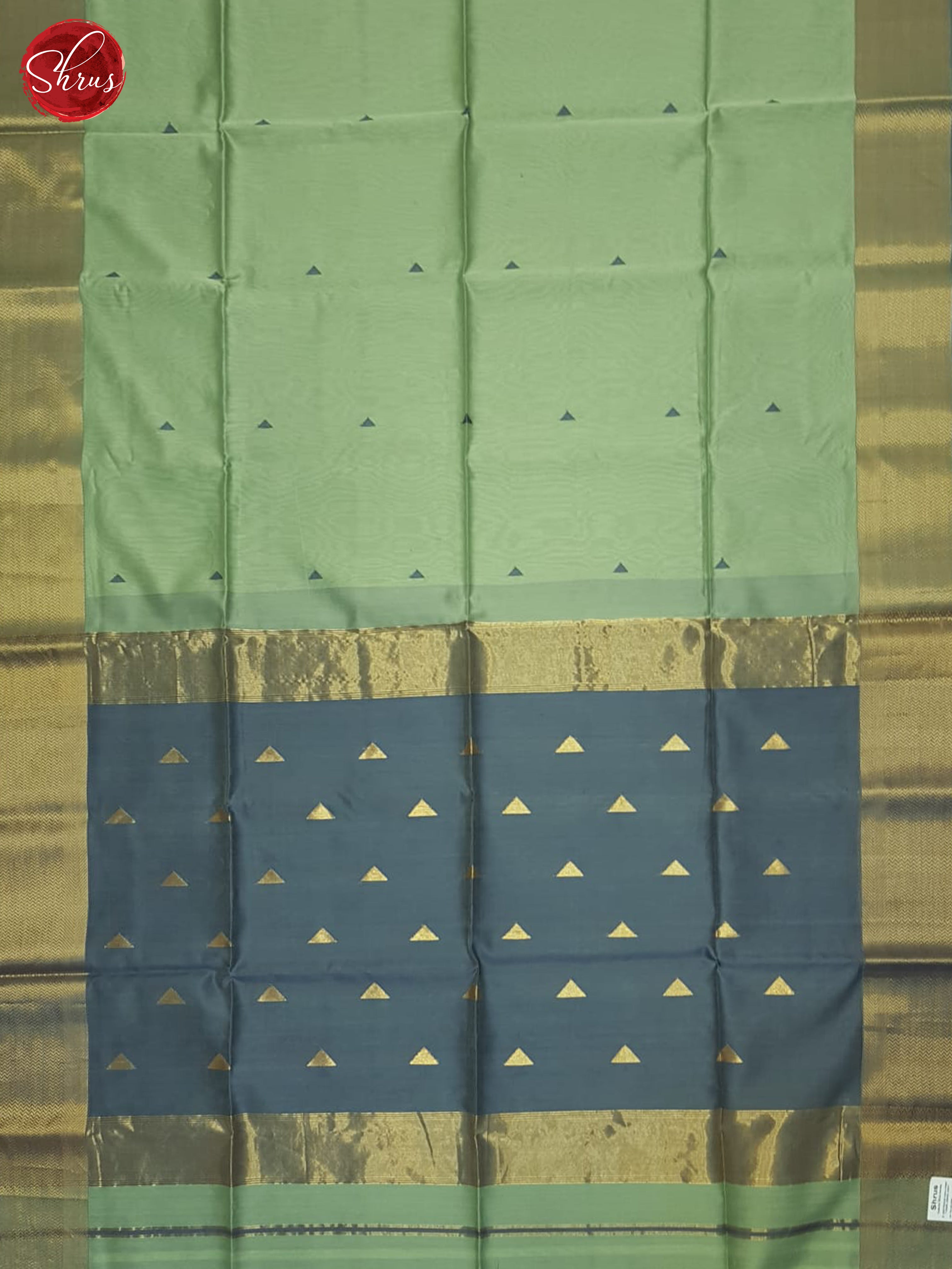 Elachi Green & Grey - Maheshwari silkcotton Saree - Shop on ShrusEternity.com