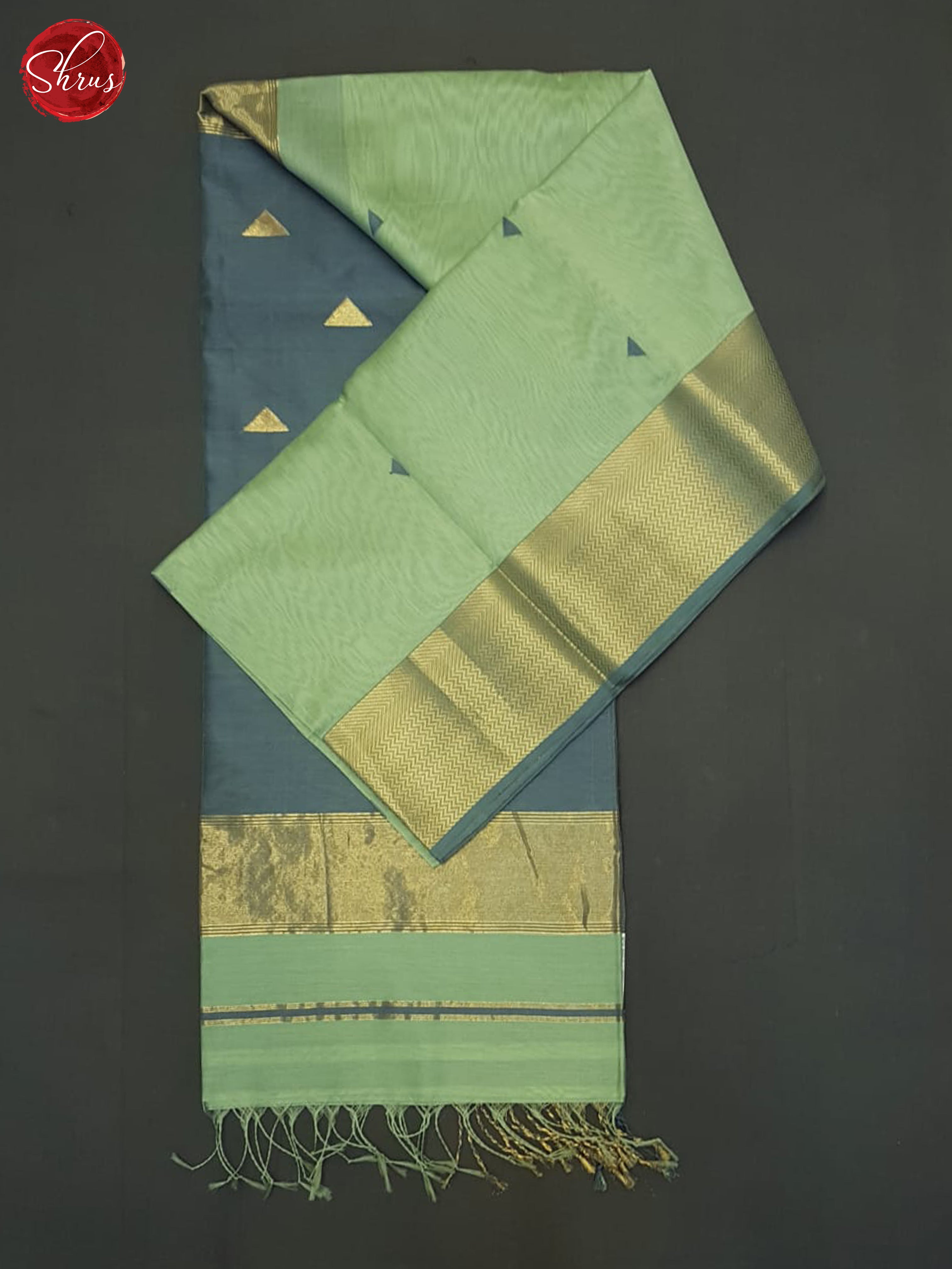 Elachi Green & Grey - Maheshwari silkcotton Saree - Shop on ShrusEternity.com