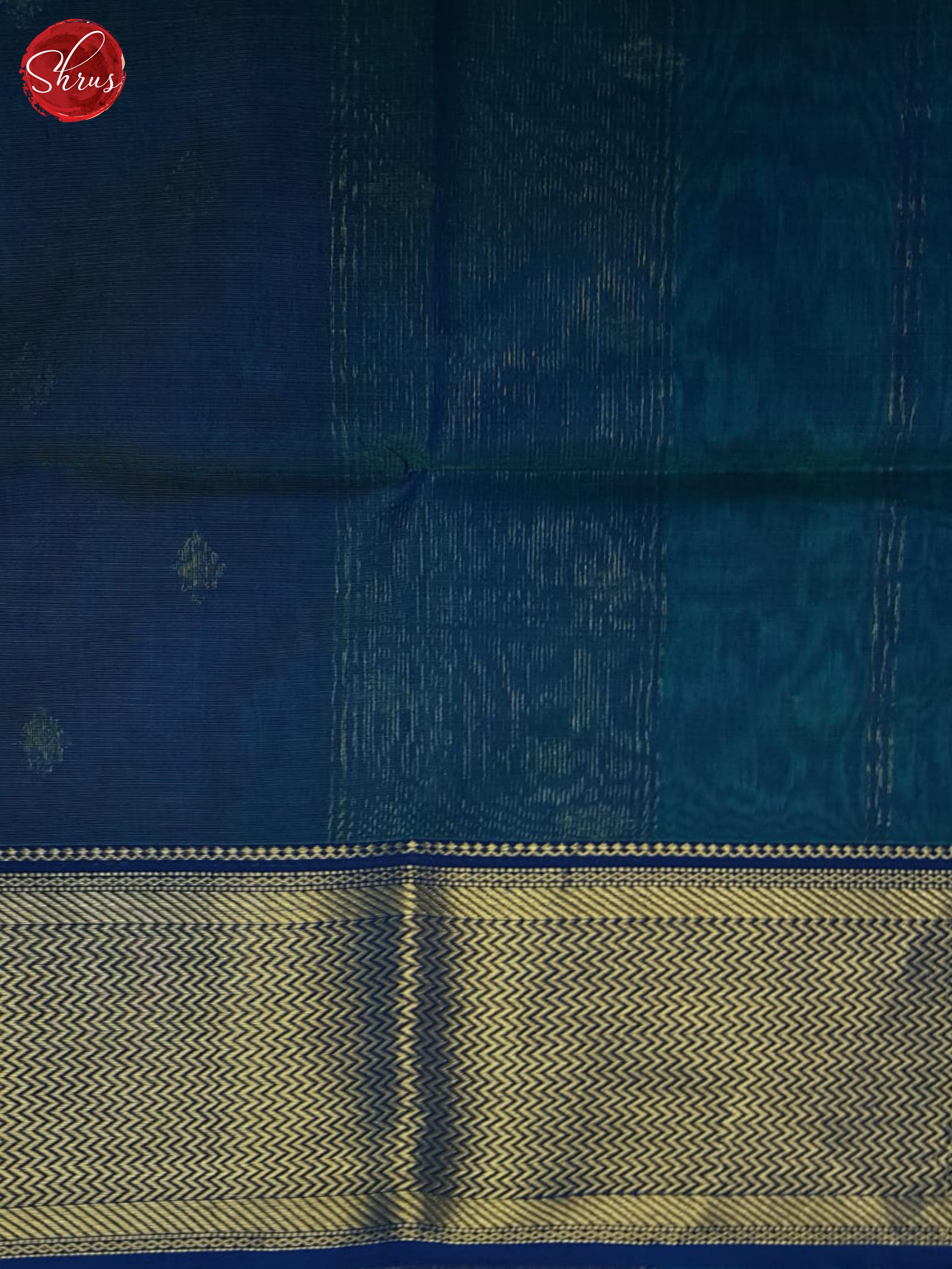 Teal Blue & Blue - Maheshwari silkcotton Saree - Shop on ShrusEternity.com