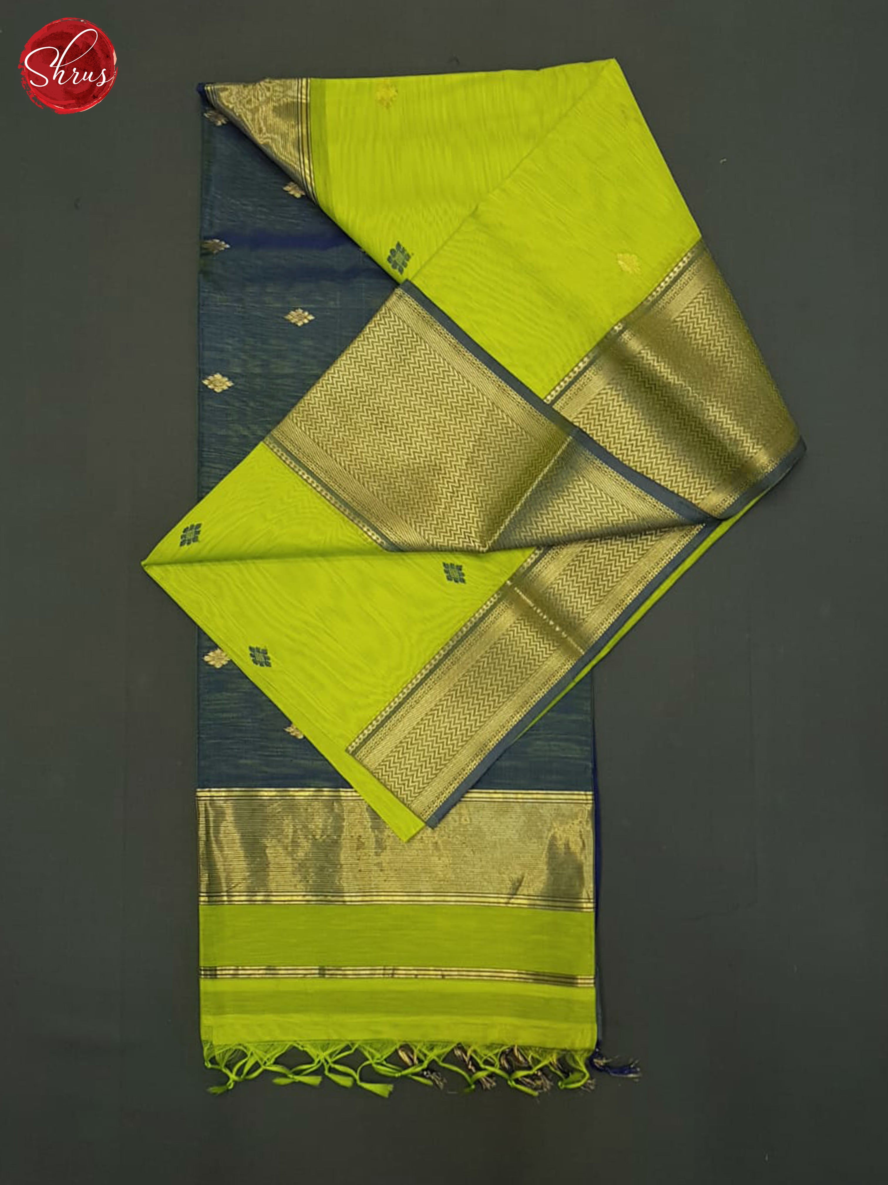 Green And Blue- Maheshwari Silk Cotton Saree - Shop on ShrusEternity.com