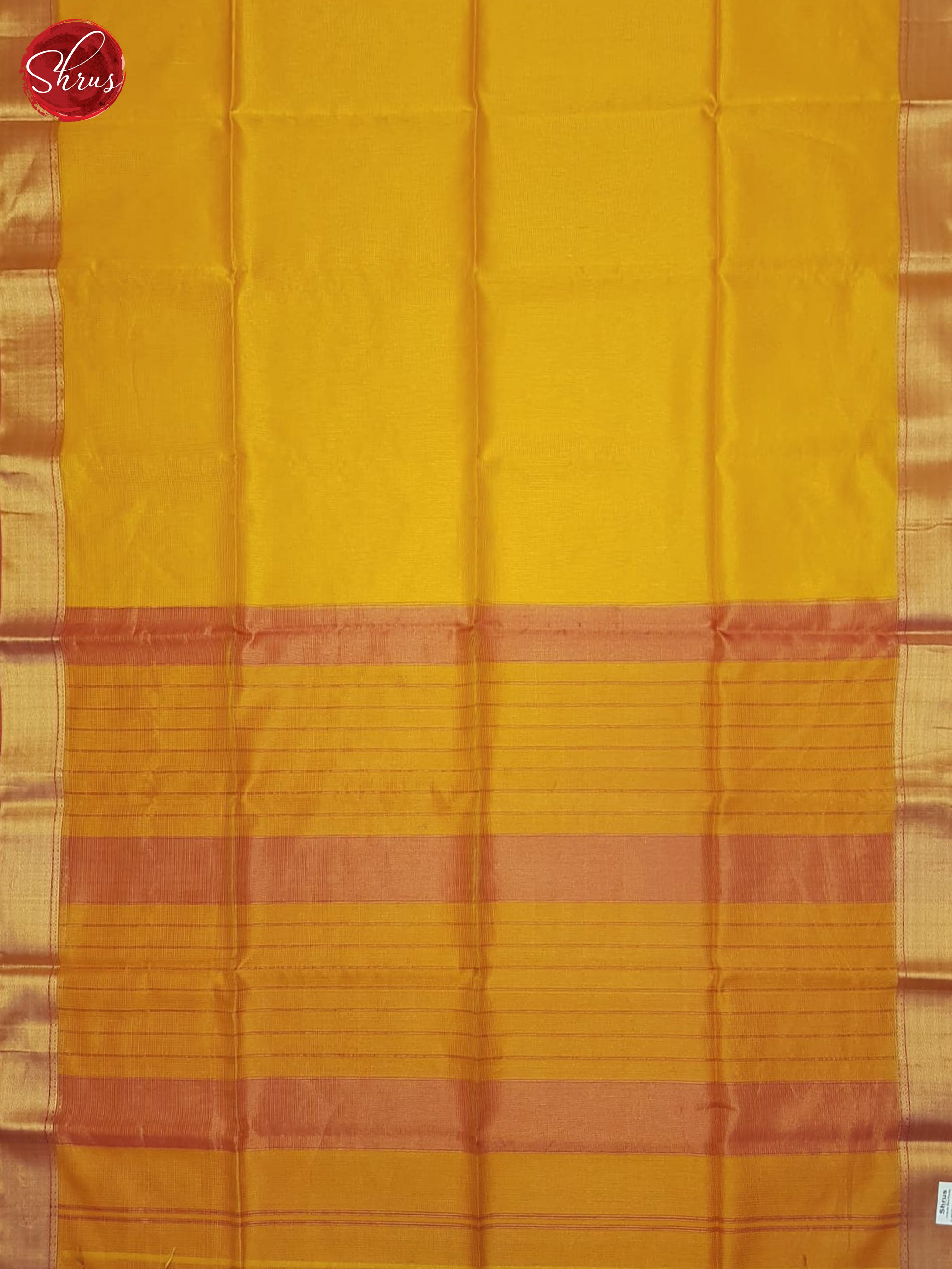 Yellow and Orangish pink  - Maheshwari silkcotton Saree - Shop on ShrusEternity.com