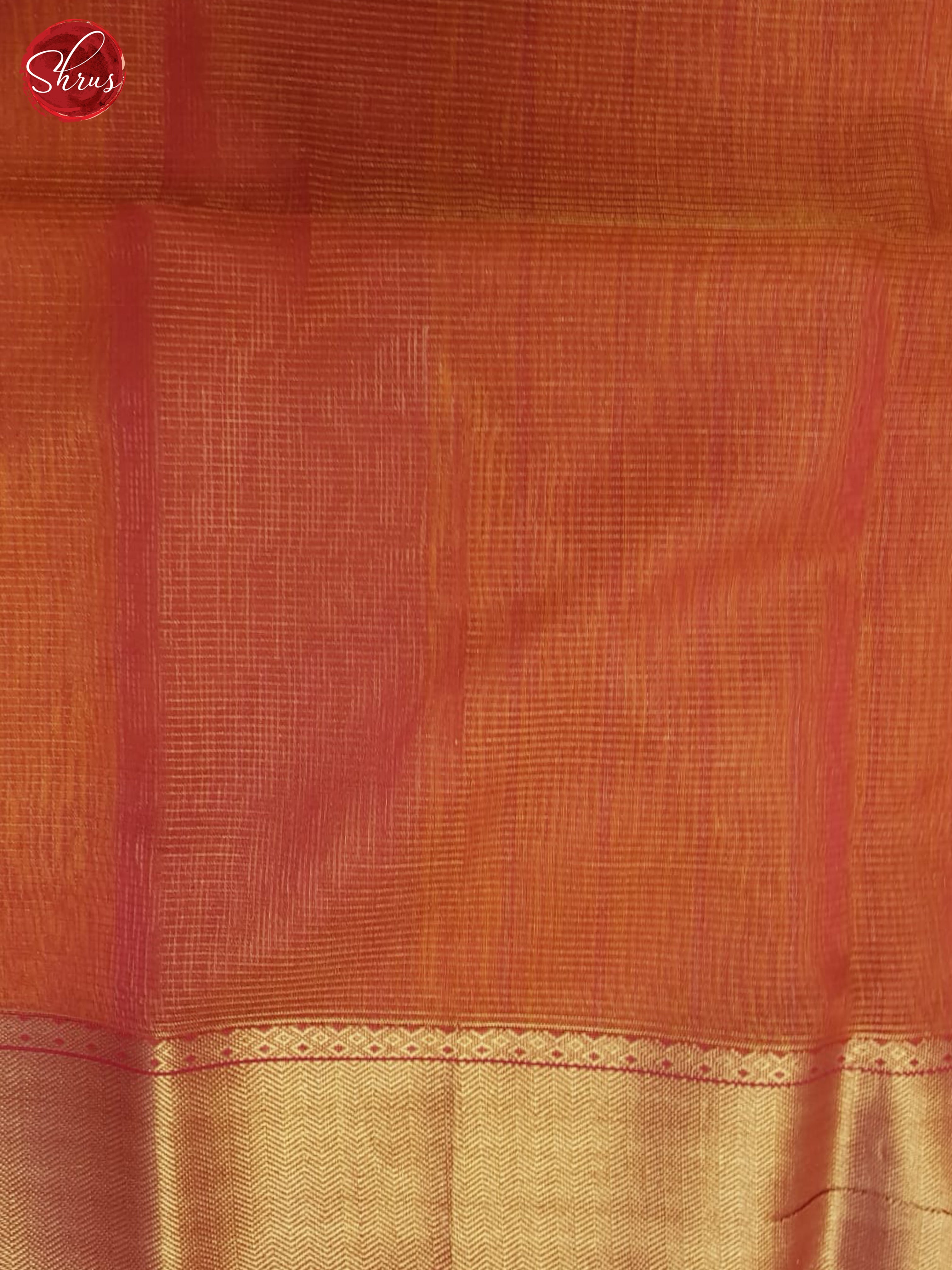 Yellow and Orangish pink  - Maheshwari silkcotton Saree - Shop on ShrusEternity.com