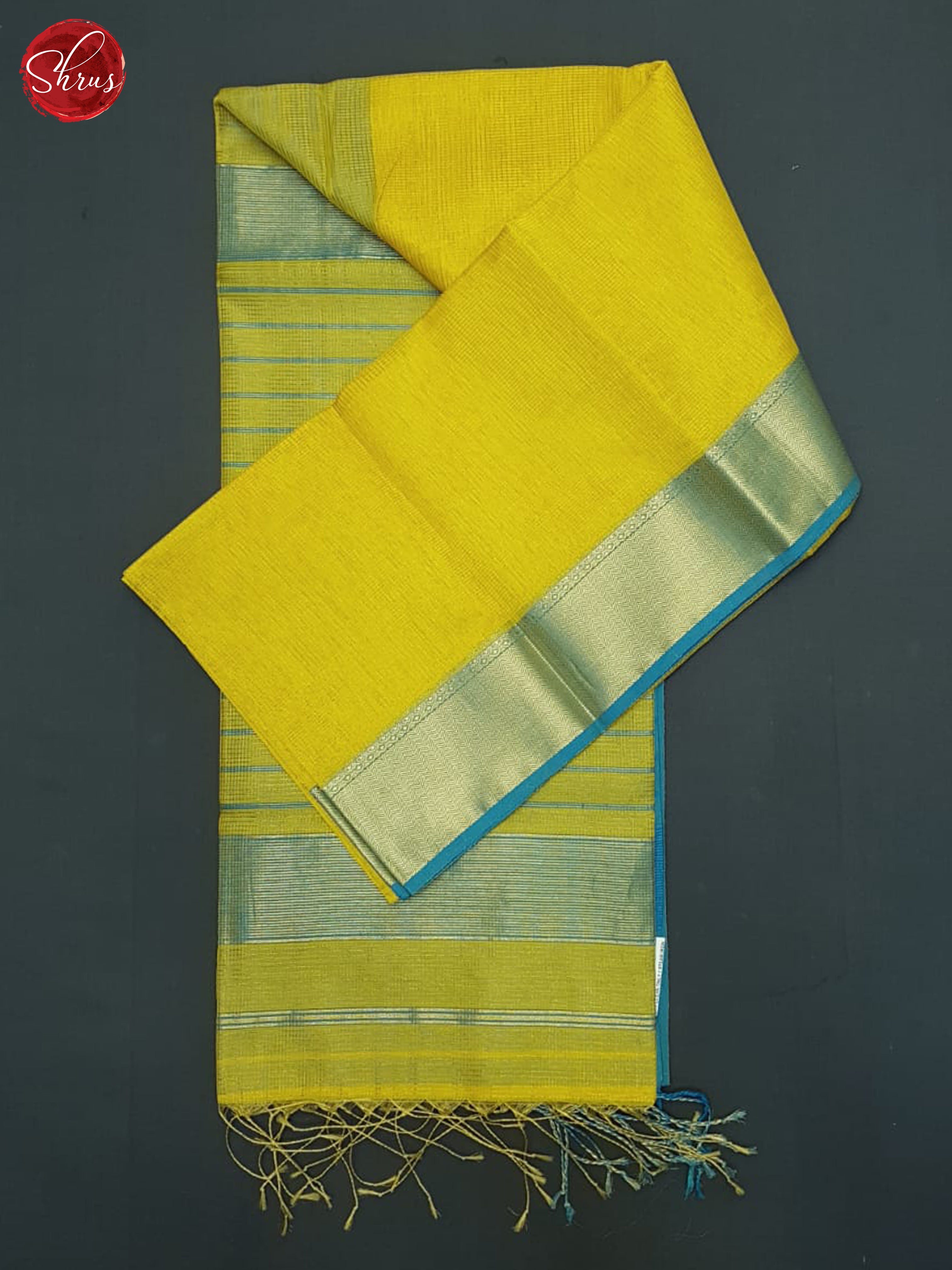 Mustard And Blue- Maheshwari Silk Cotton Saree