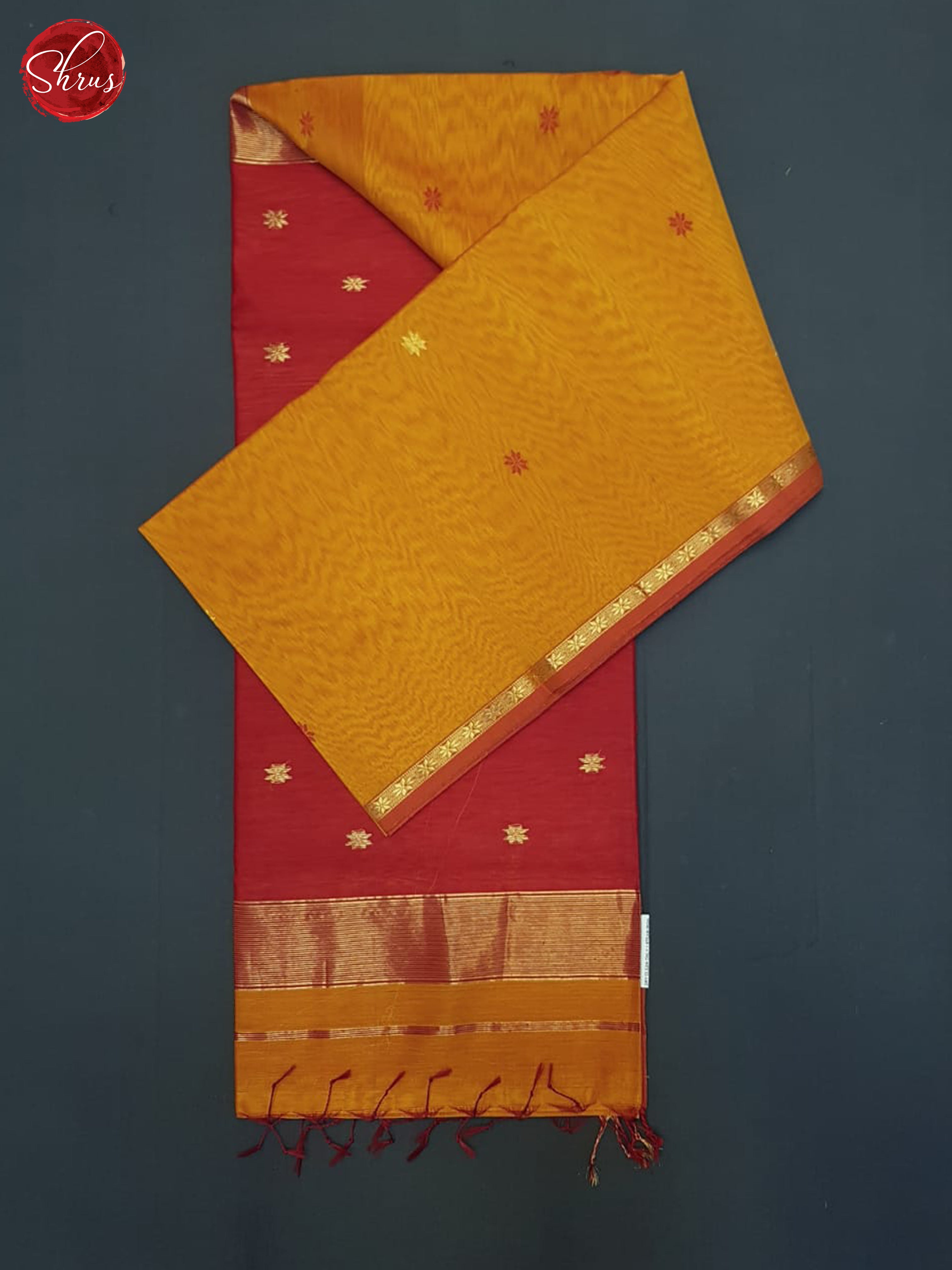 Orange And Red- Maheshwari Silk Cotton Saree - Shop on ShrusEternity.com