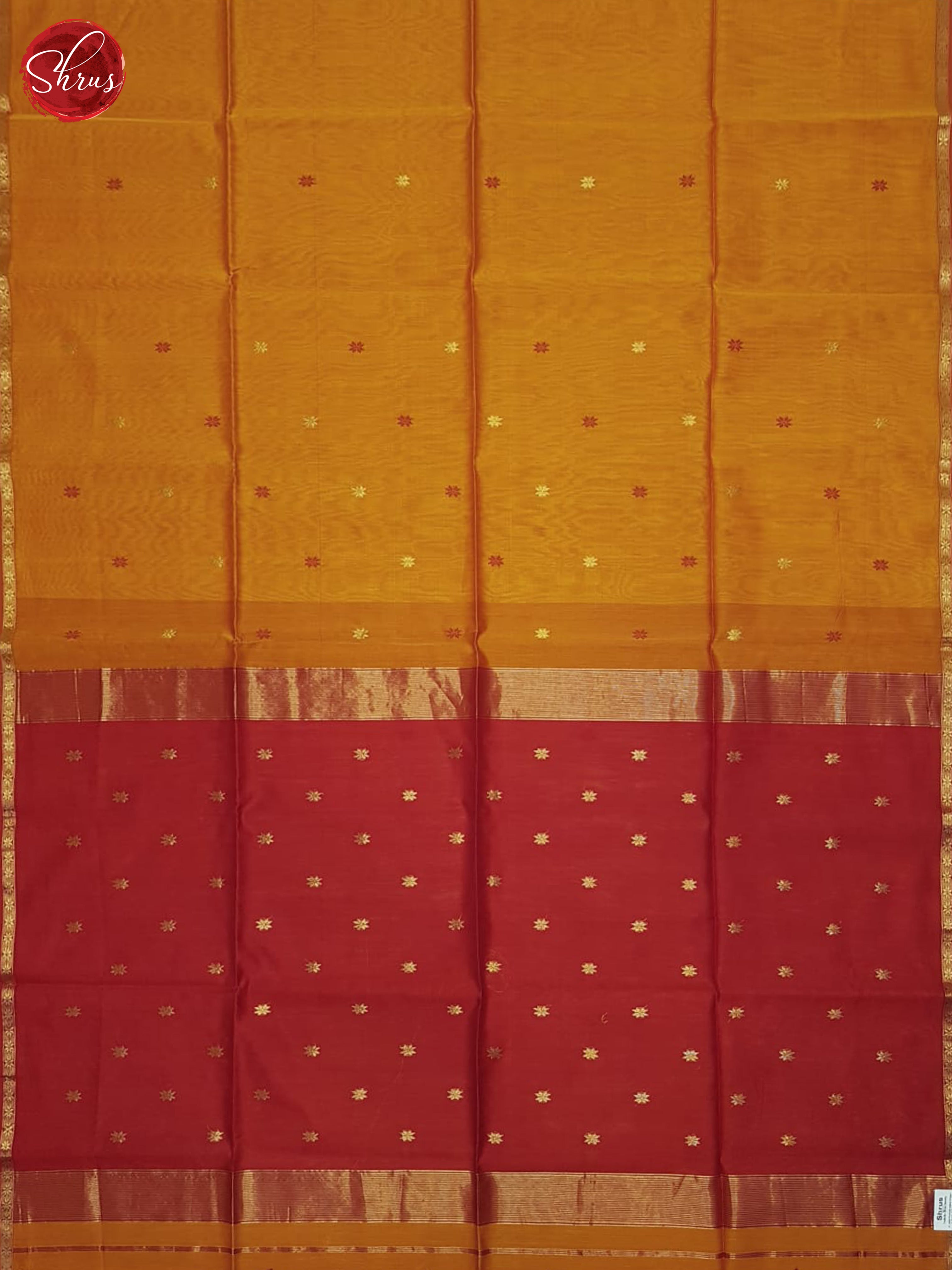 Orange And Red- Maheshwari Silk Cotton Saree - Shop on ShrusEternity.com