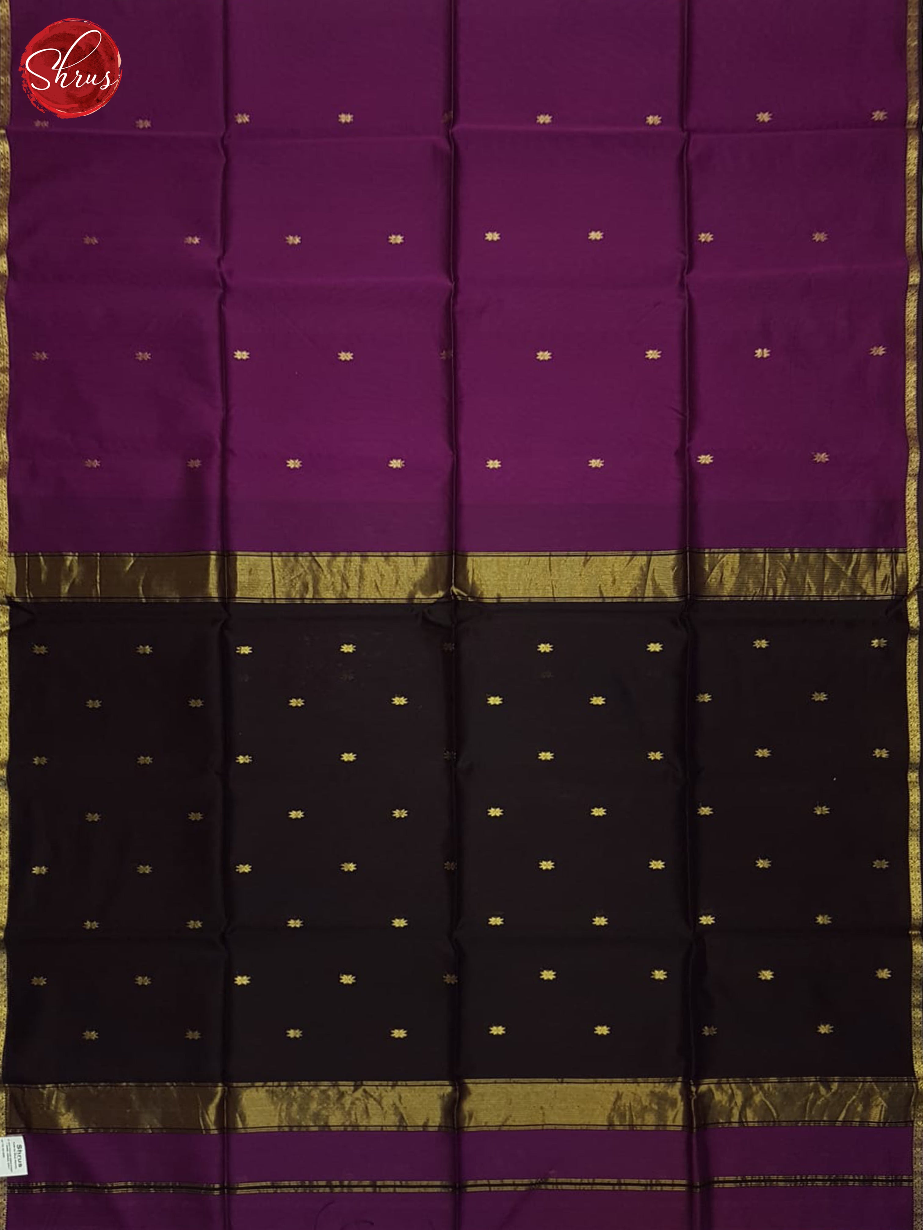 Purple & Black - Maheshwari silkcotton Saree - Shop on ShrusEternity.com