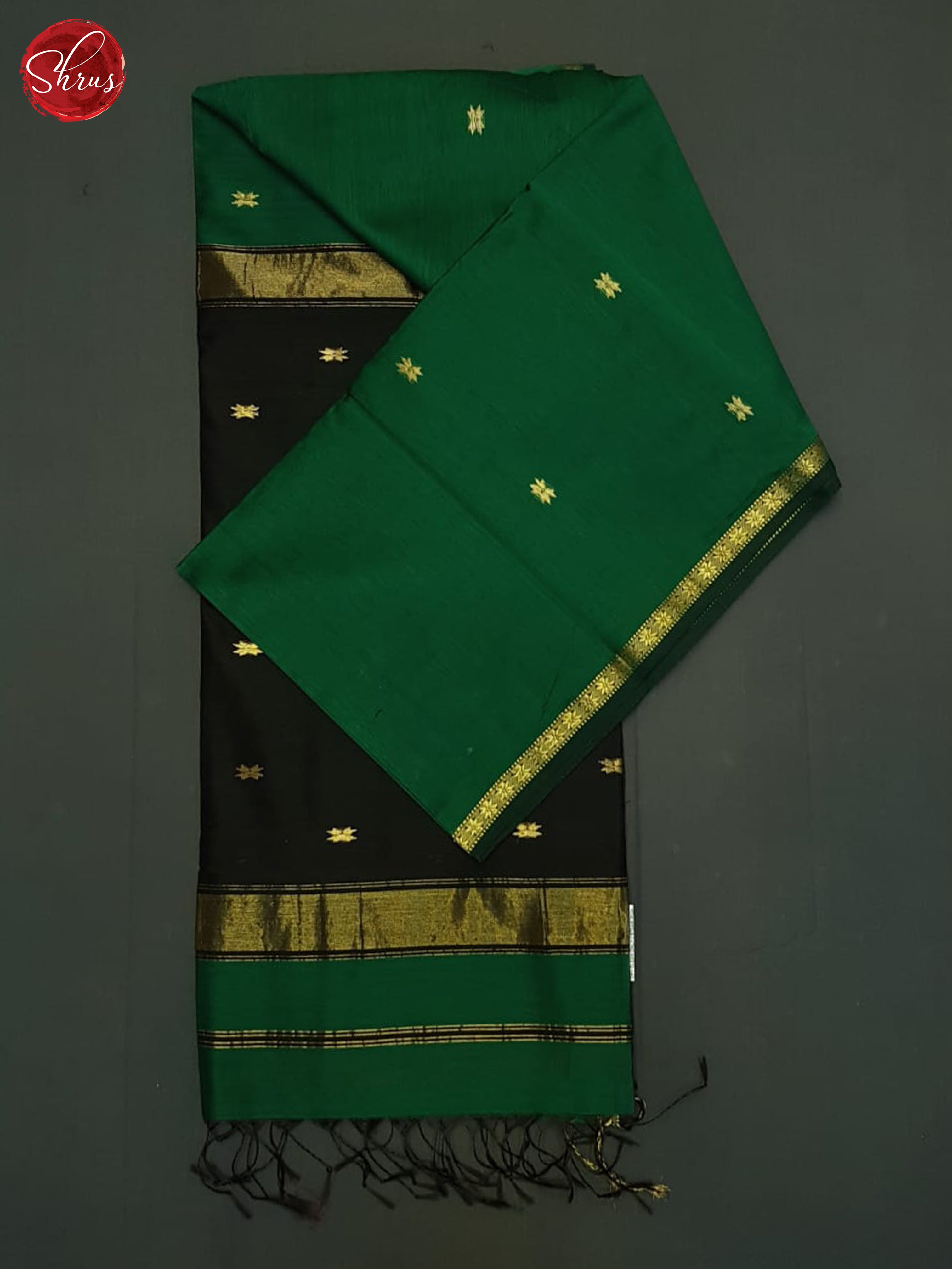 Green & Black - Maheshwari silkcotton Saree - Shop on ShrusEternity.com