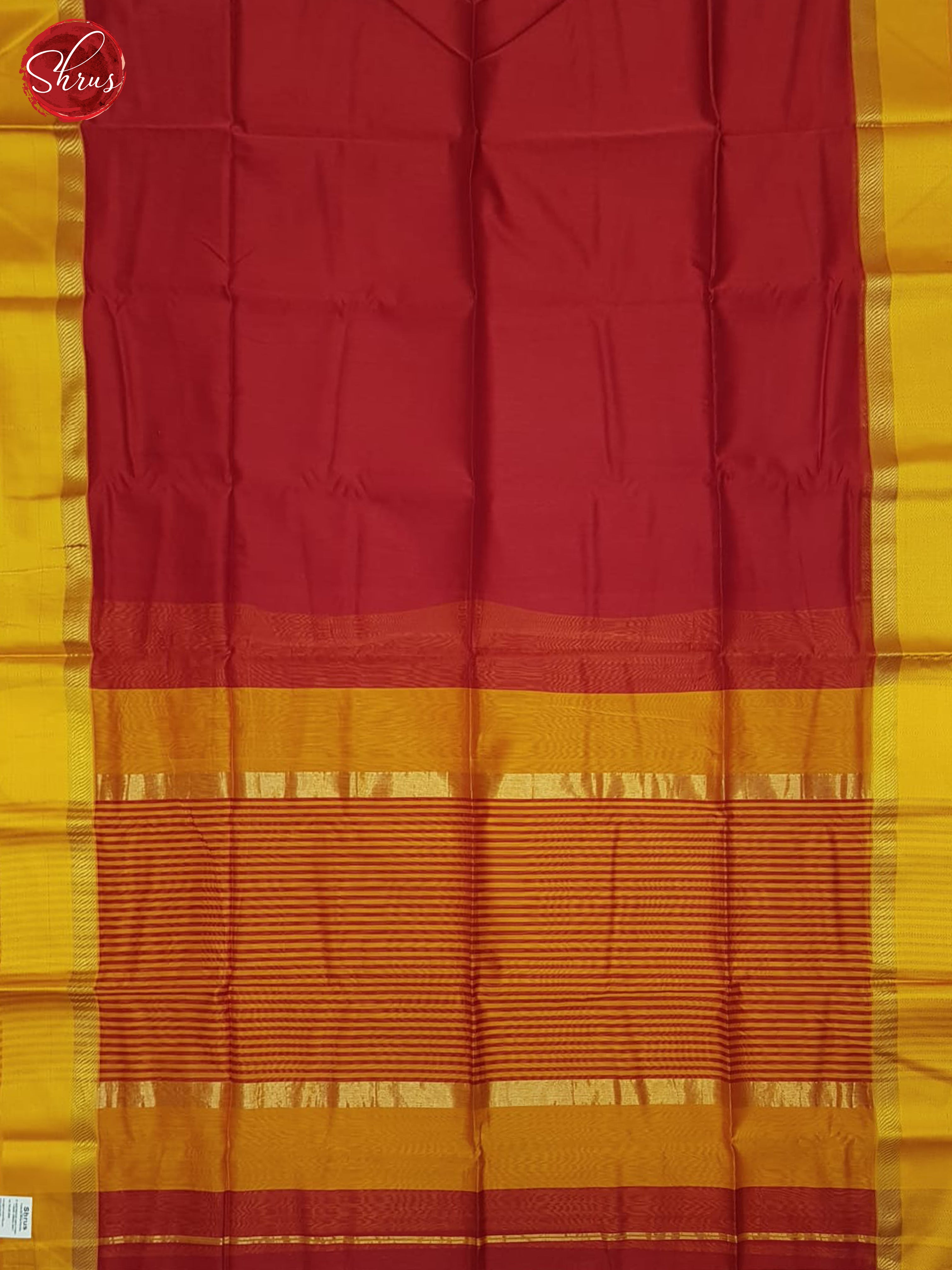 Red And Orange- Maheshwari Silk Cotton Saree - Shop on ShrusEternity.com