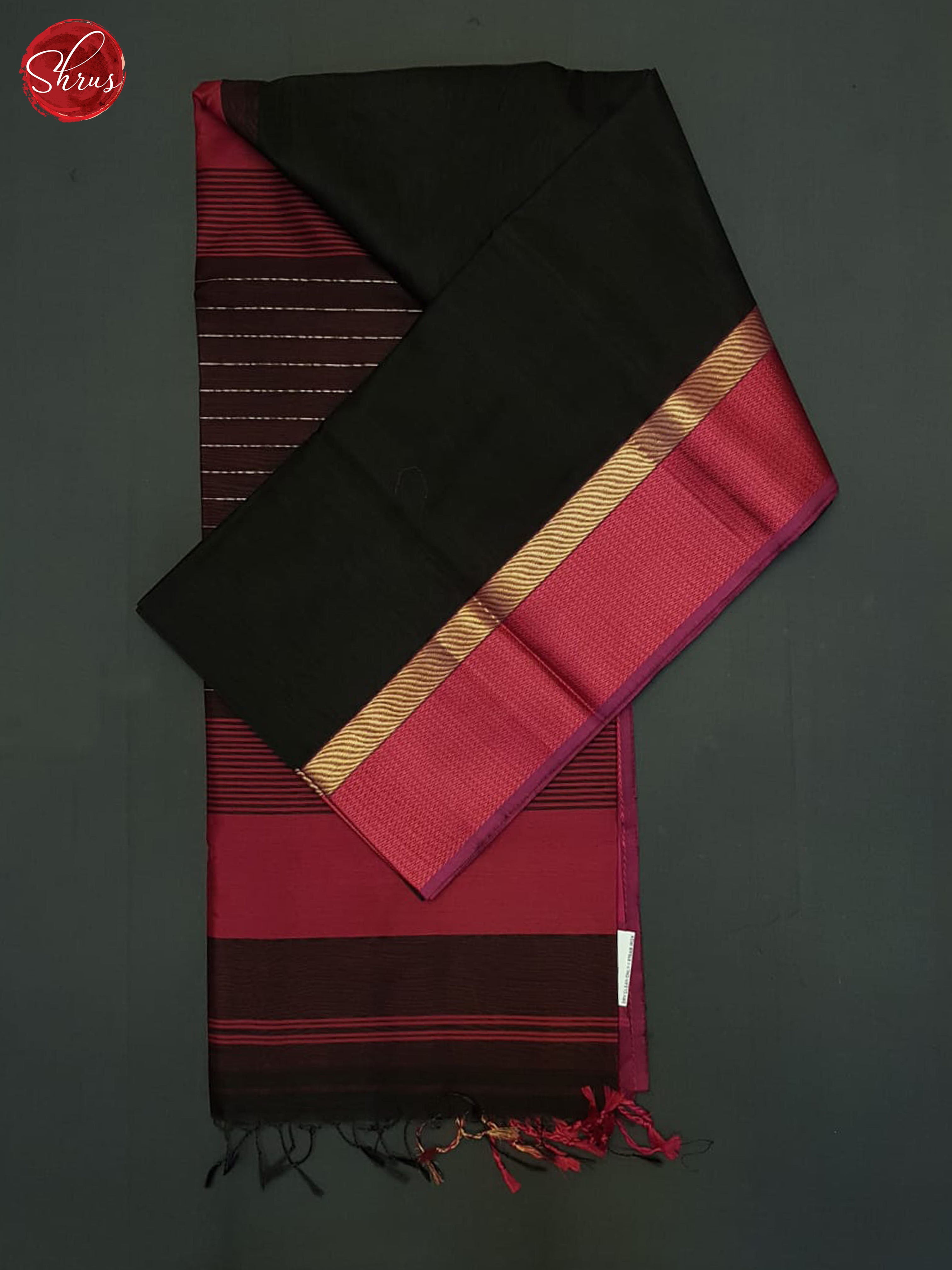 Black   & Pink - Maheshwari silkcotton Saree - Shop on ShrusEternity.com