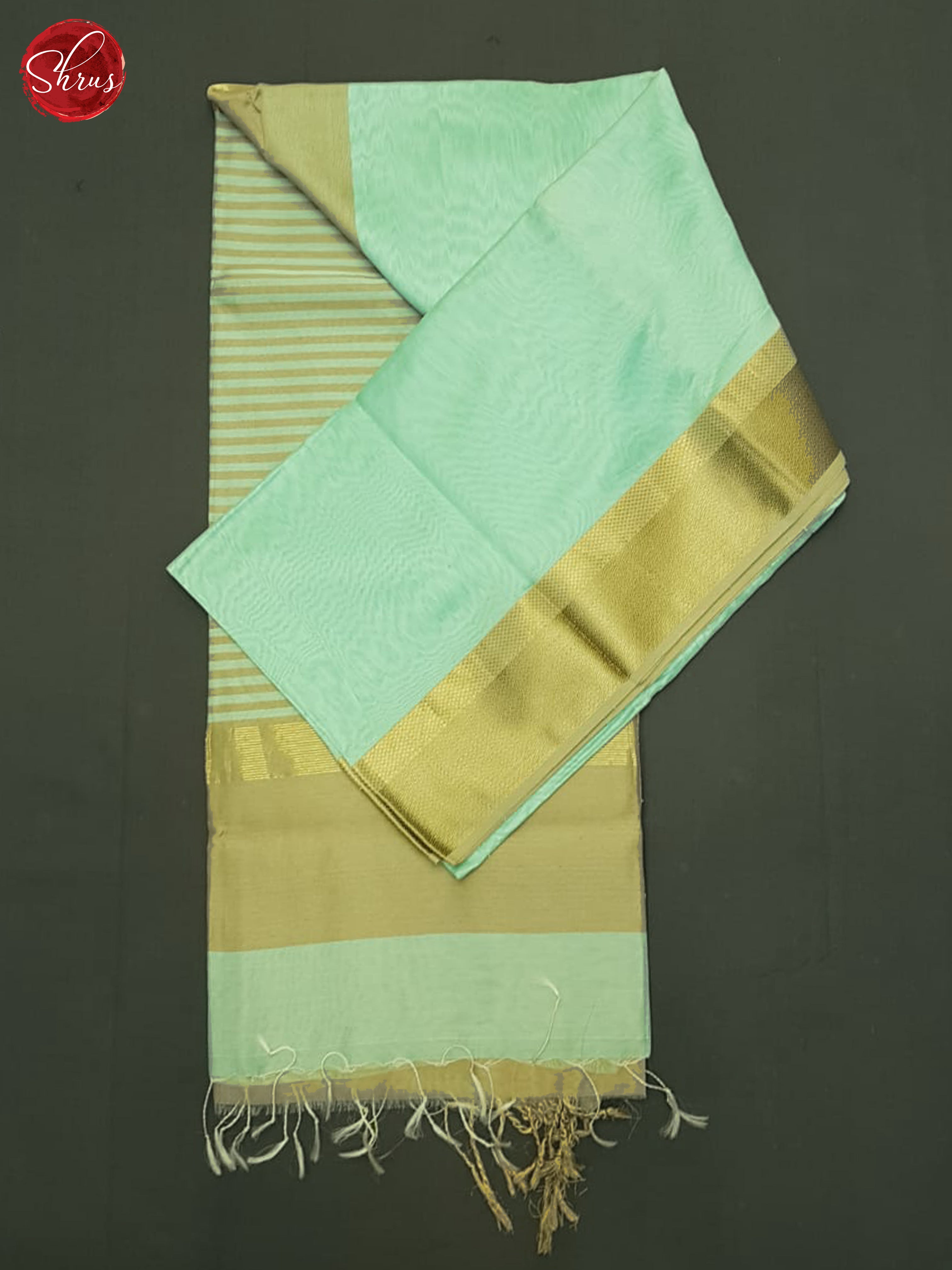 Green and Beige- Maheshwari silkcotton Saree - Shop on ShrusEternity.com