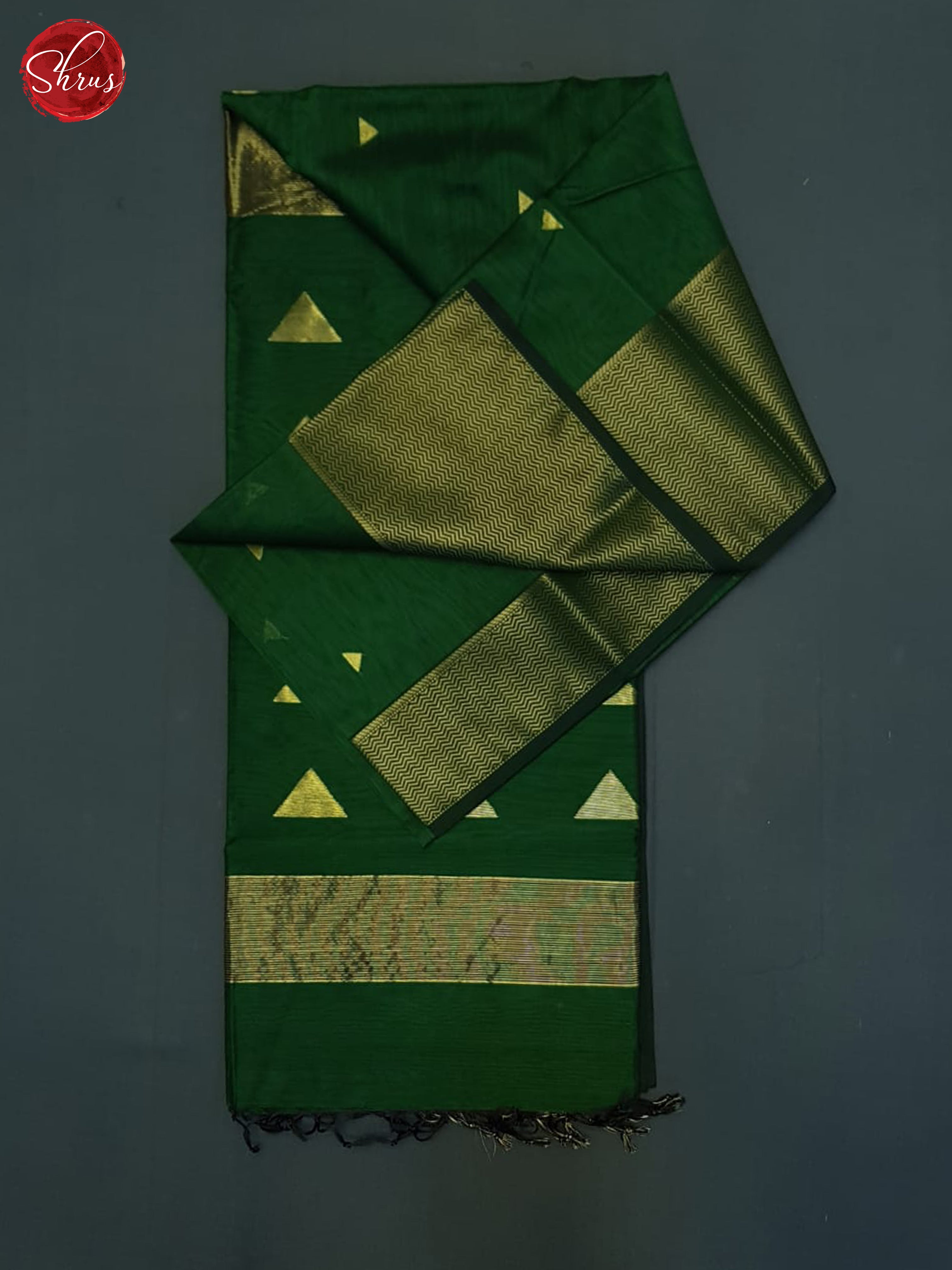 Green(Single tone)- Maheshwari Silk Cotton saree - Shop on ShrusEternity.com